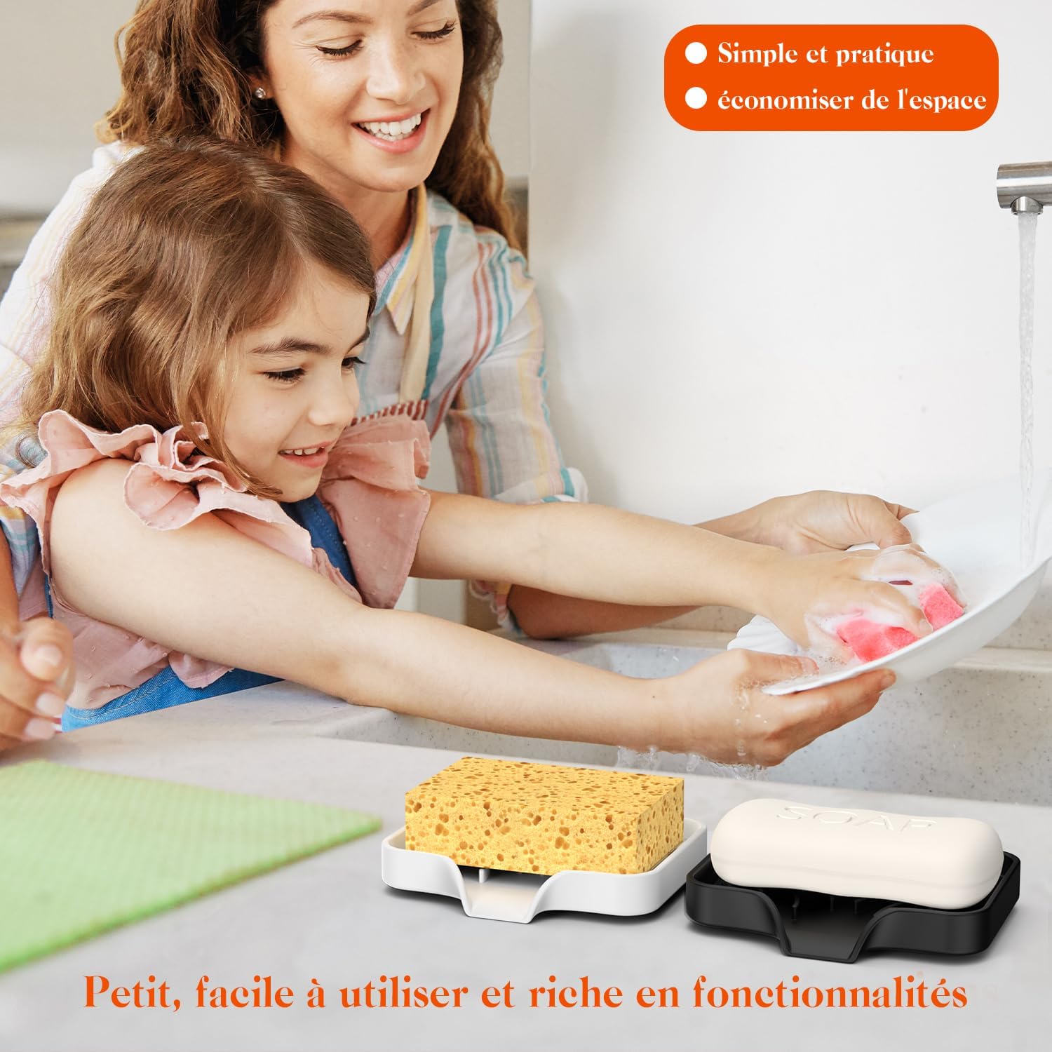 Ahhalife Lot de 2 Porte-Savons Silicone Antidérapant Réutilisable - Drainage Efficace & Sécurité - Image secondaire