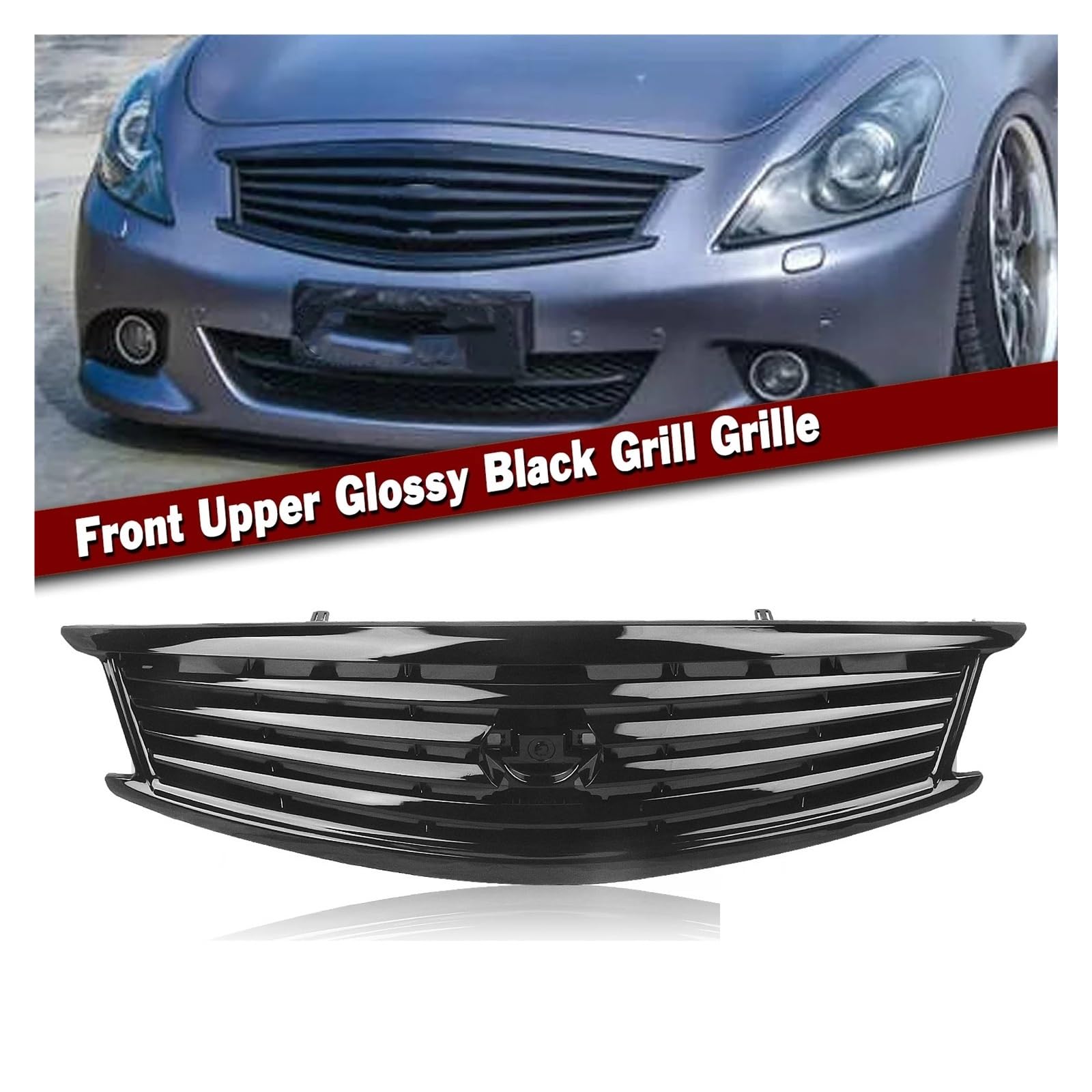 Griglia Anteriore Per G25 G37 4 Porte Berlina 2010 2011 2012 2013 Q40 Griglia Anteriore Superiore Paraurti Cofano Maglia Griglias Anteriores Auto(Carbon Fiber Look)