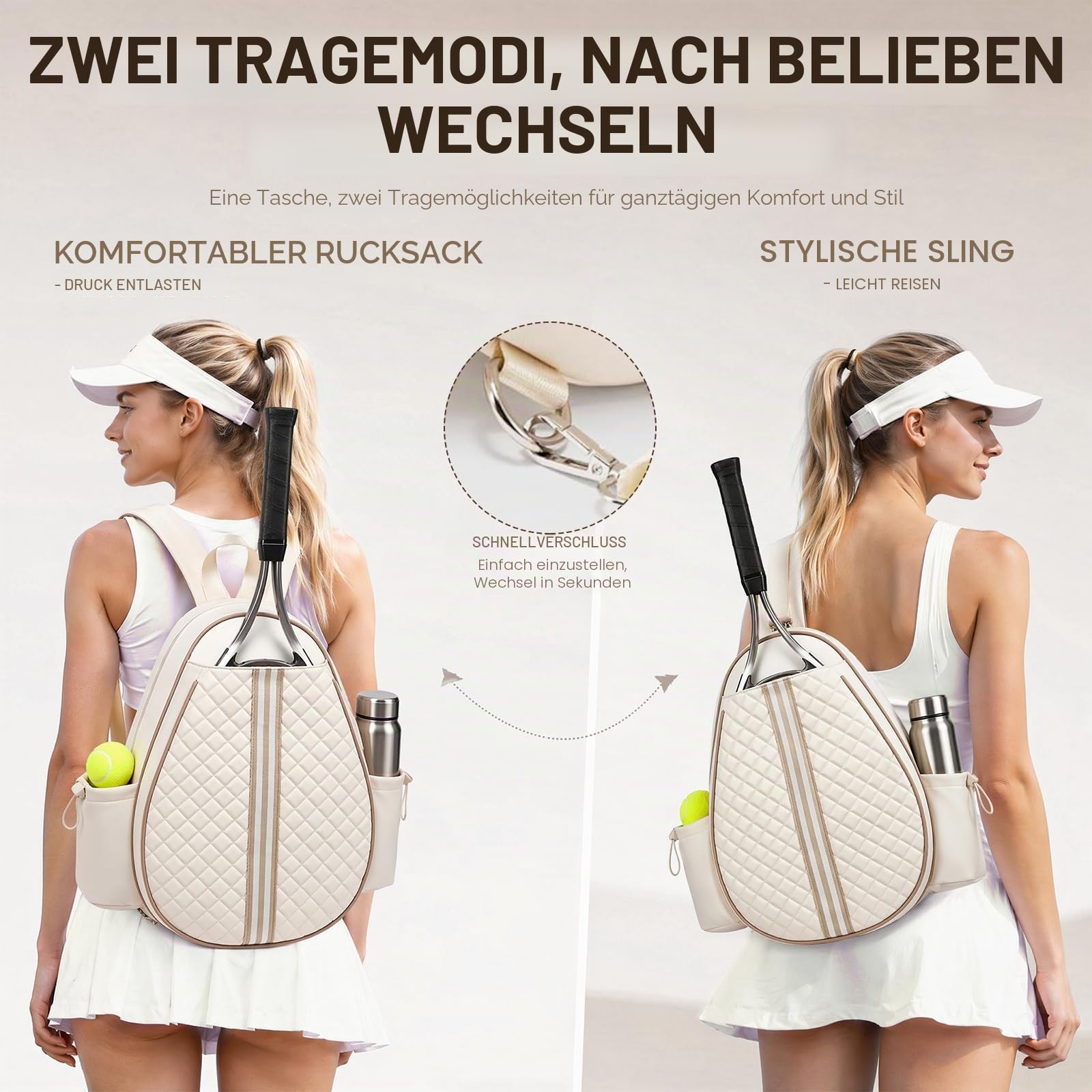 Tennistasche Damen Herren Kinder, Tennis Rucksack & Badminton Tasche, Wasserdicht & Leicht, Mehrfachtaschen-Design für Tennisschläger, Padel, Pickleball