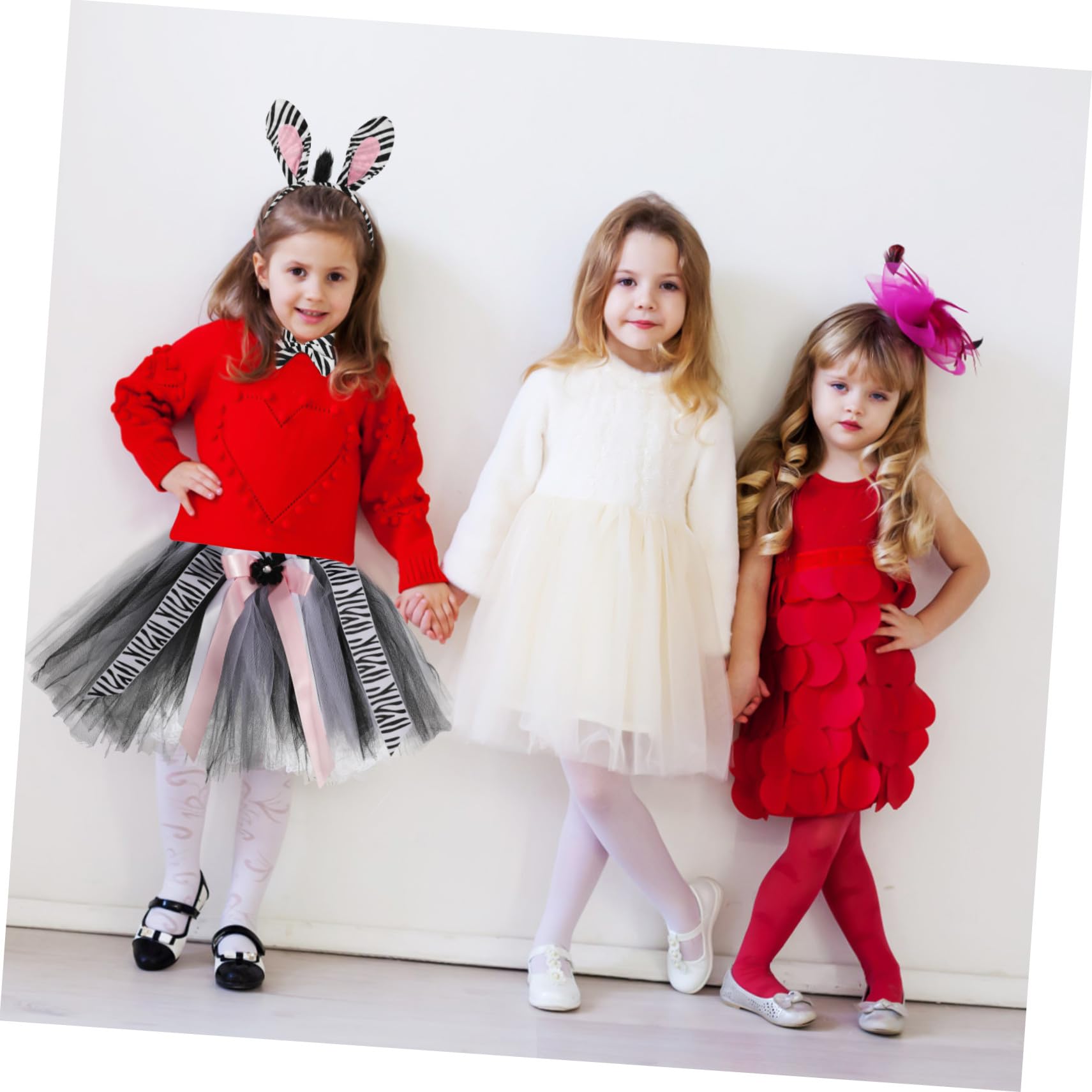 NOLITOY Disfraz de Cebra para Niños Diadema Orejas y Pajarita Falda Tutú de Poliéster Conjunto Resistente y Fácil de Combinar para Halloween y Cosplay