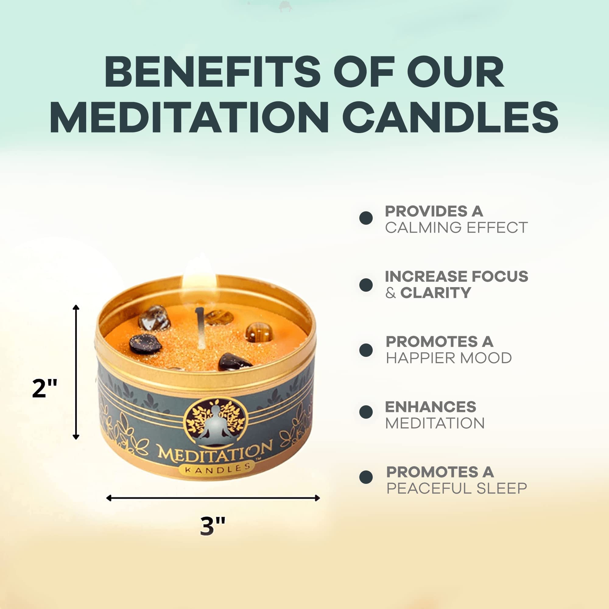 Meditationskerzen mit Kristallen | Natürliche Aromatherapie-Kerzen zur Entspannung & Heilung | Stressabbau-Kerzen für Yoga, Meditation & Selbstpflege | 4er-Pack Geschenkset