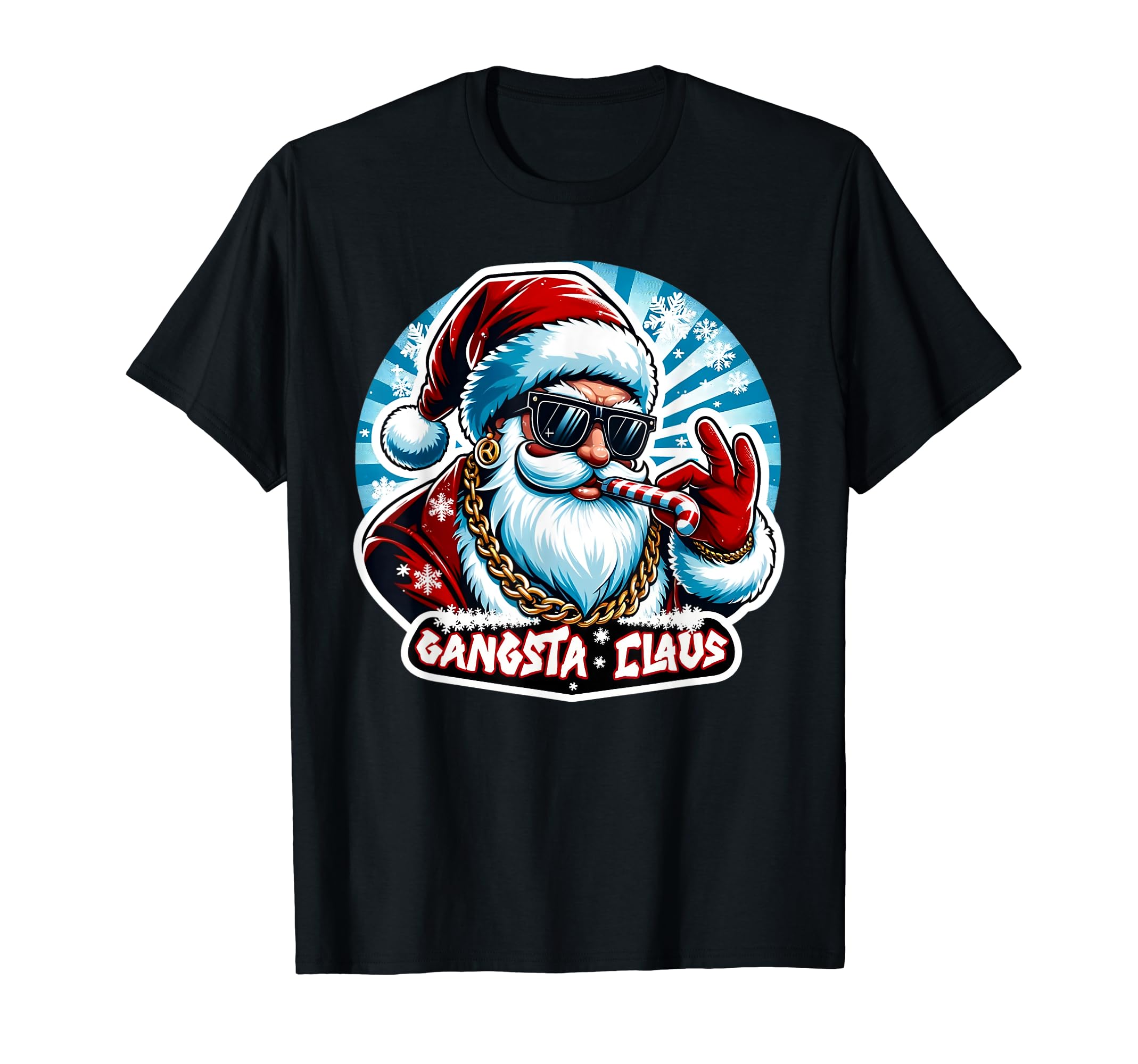 Natale Uomo Divertente Babbo Natale Faccia T-shirt Da Uomo Con Stampa Posteriore - Foto 3