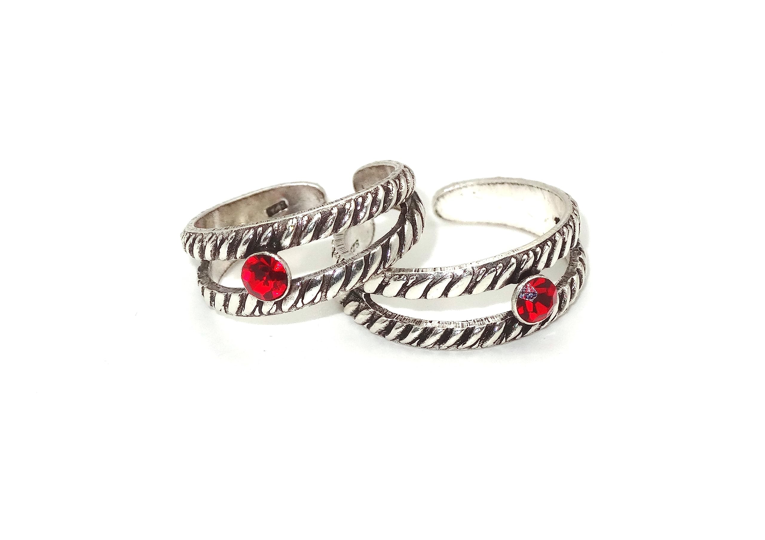 gauri925 Sterling Silver Toe Ring for Women with Red Zirconia | 1 Pair | With Certificate Of Authenticity and 925 Stamp-picture-19