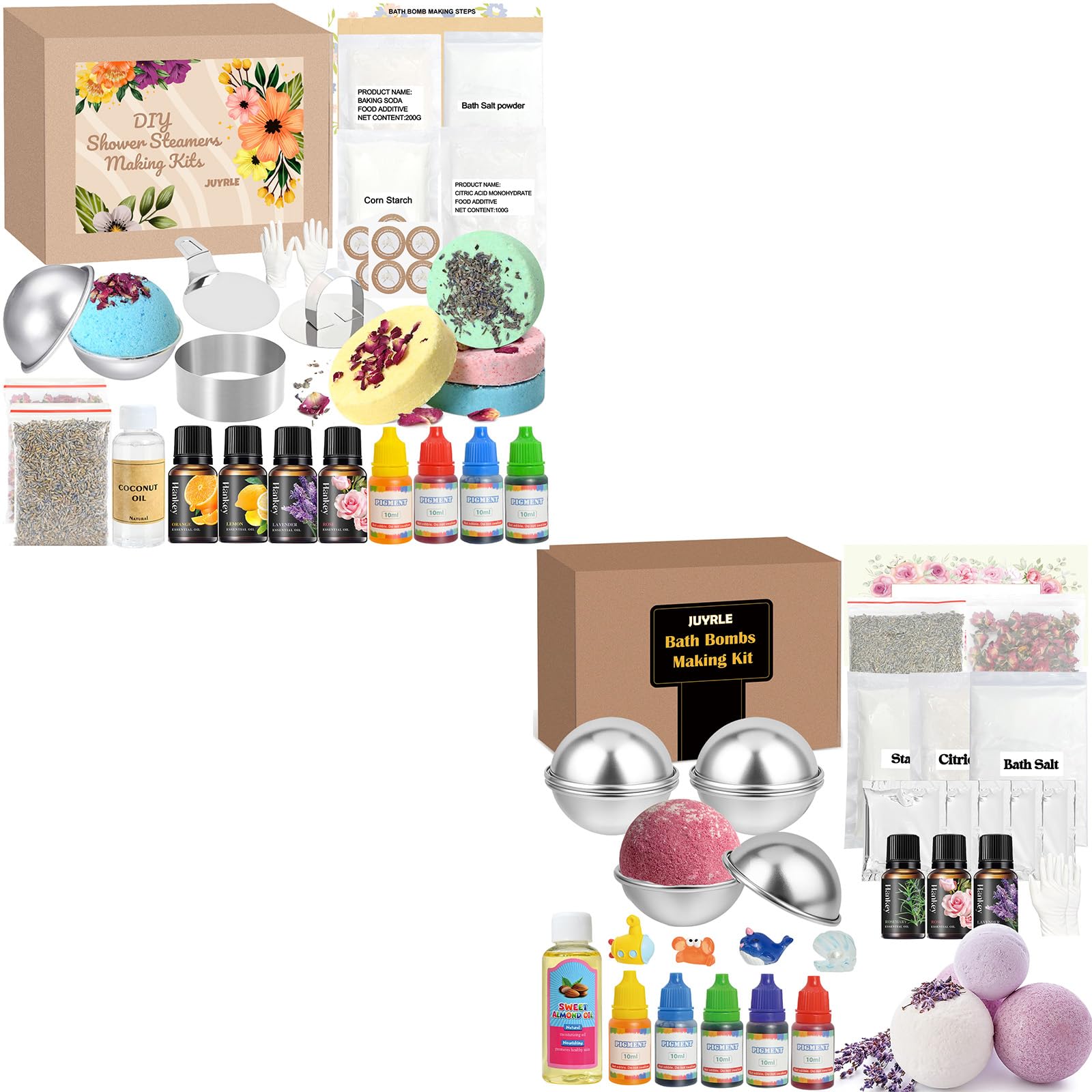 JUYRLE Bath Bomb Making Kit- 79Pcs DIY Bath Bomb Kit for Aldult, Kids, Make Your Own Shower Bombs, Spa Craft Kits with Bath Bomb Press, Molds, Bath & Bathing Making Supplies Gifts for Mom Women