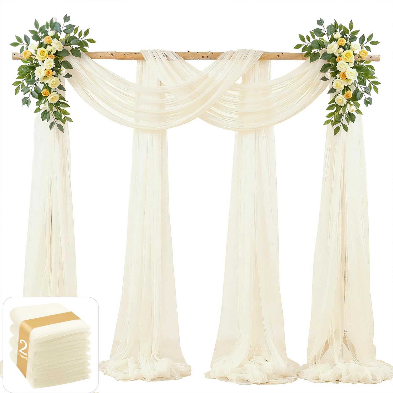 gogoparti Ivory Chiffon Ceiling Drapes