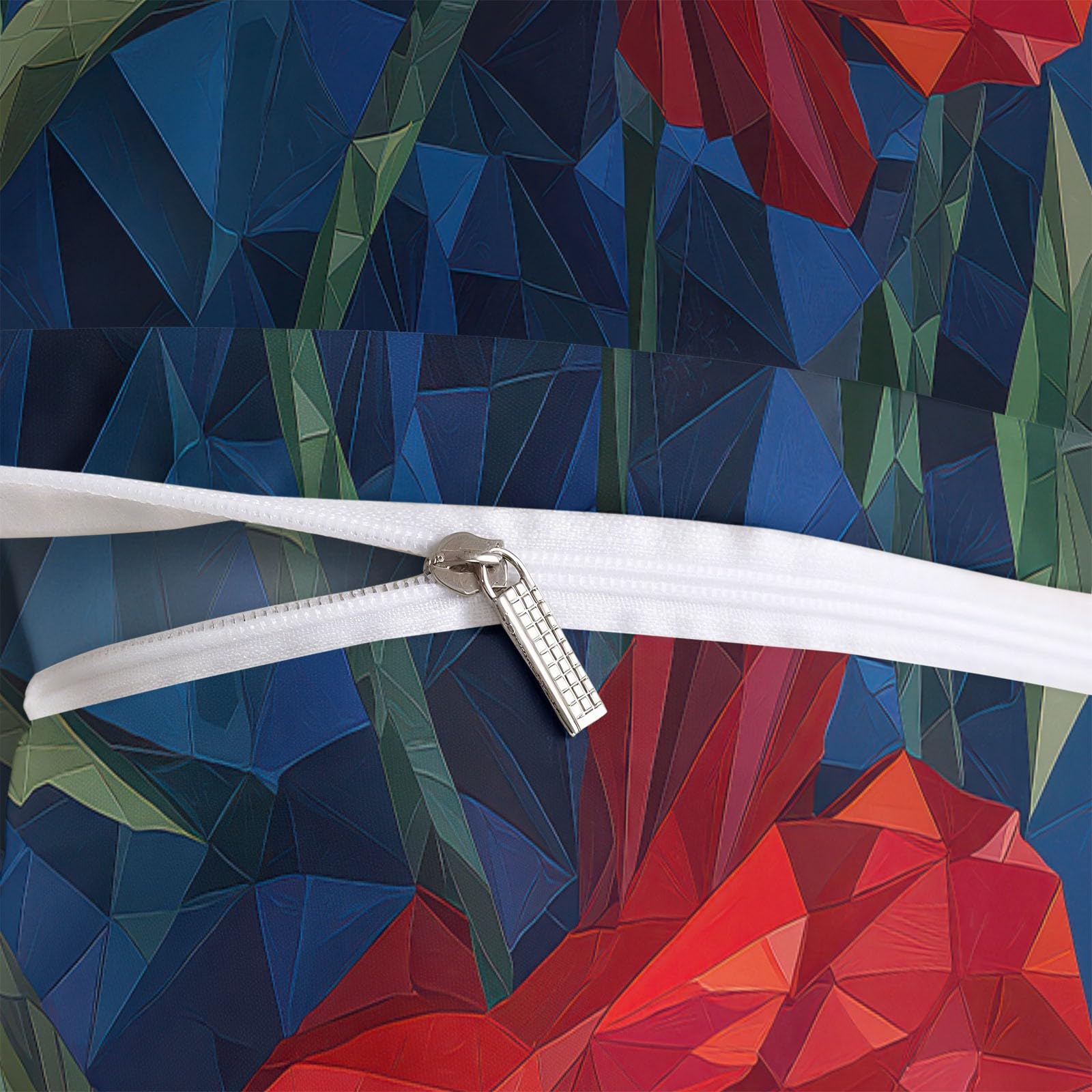 Poszewka na kołdrę z zamkiem błyskawicznym, 3-częściowy, dwustronna, z zamkiem błyskawicznym, geometryczna, 260 x 220 cm, niebieska