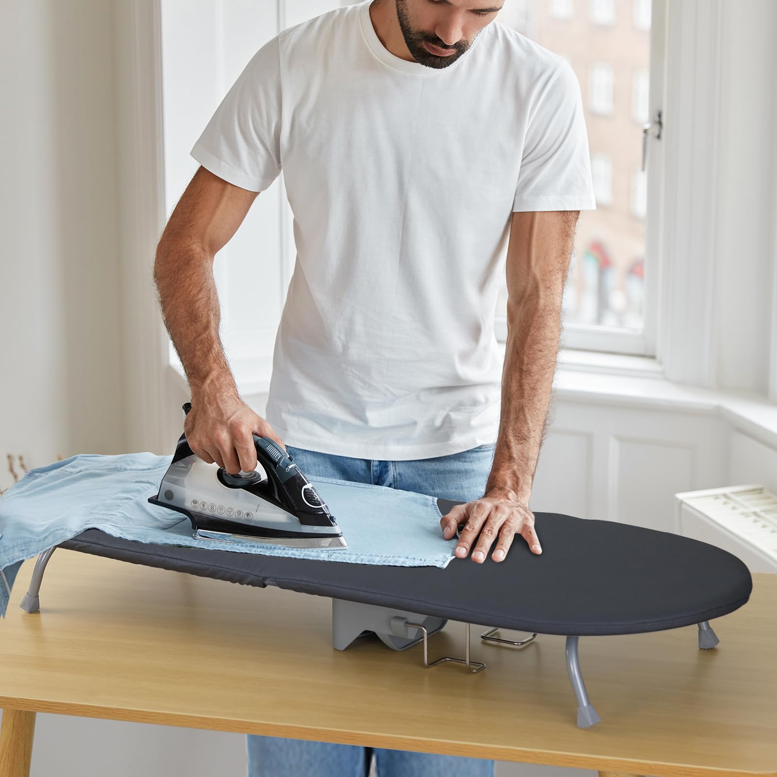 Small Table Top Ironing Board Foldable, Compact Mini Folding