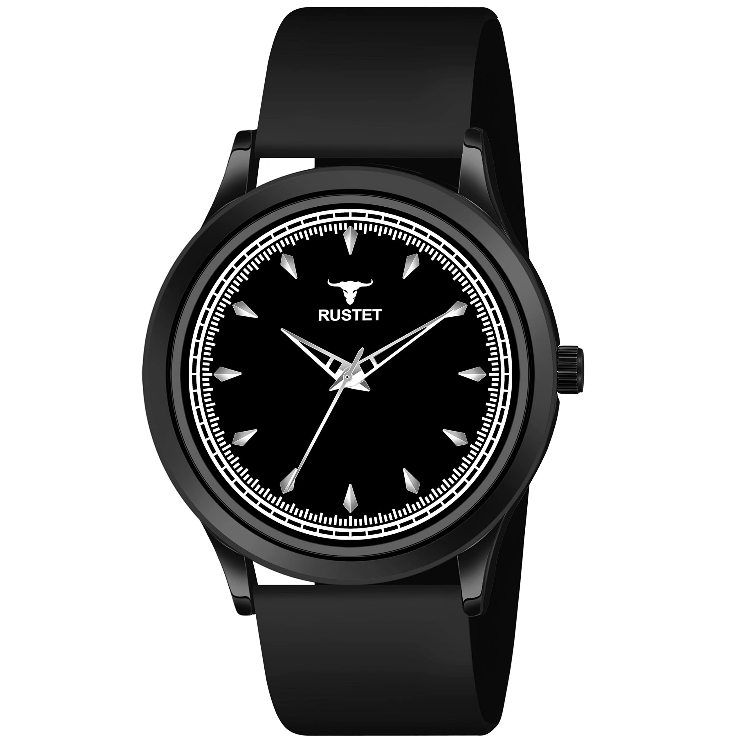 RUSTET Analogue Mens Black Silicone Strap Watch (Black Round Dial Black Strap,LD68-BK) (B0C1GSDDLQ) Amazon Price History, Amazon Price Tracker