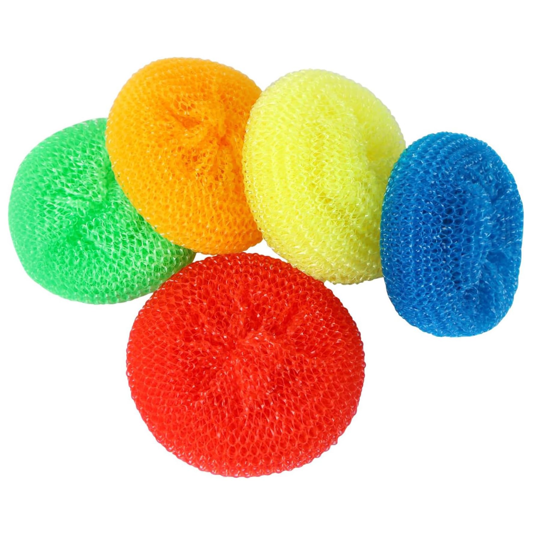AwnsIMfreien Dish Scrubber 5Pcs 3Inch Round Plastic Kitchen Scrubbers for Dishes Non Scratch Scrubbing Pads Mesh Pot Scrubber Reusable Dish for Kitchen Cleaning, Color Random