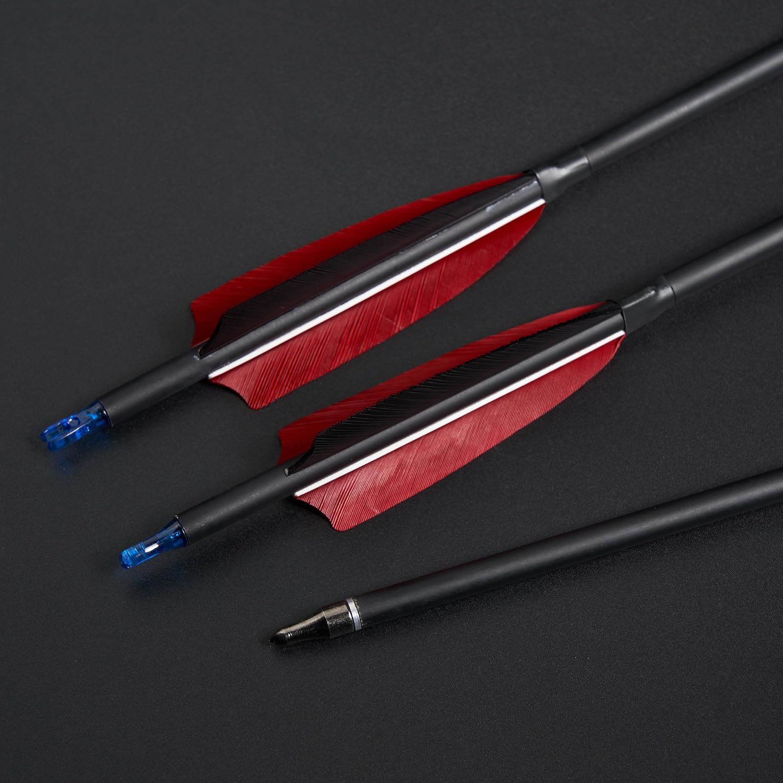 Toparchery 12er Pfeile für Bogenschießen 30 Zoll Carbonpfeile mit natürlichen Türkei Feder Erwachsene Jagdpfeile Bogen Pfeile für Recurve/Compoundbogen Langbogen Jagd
