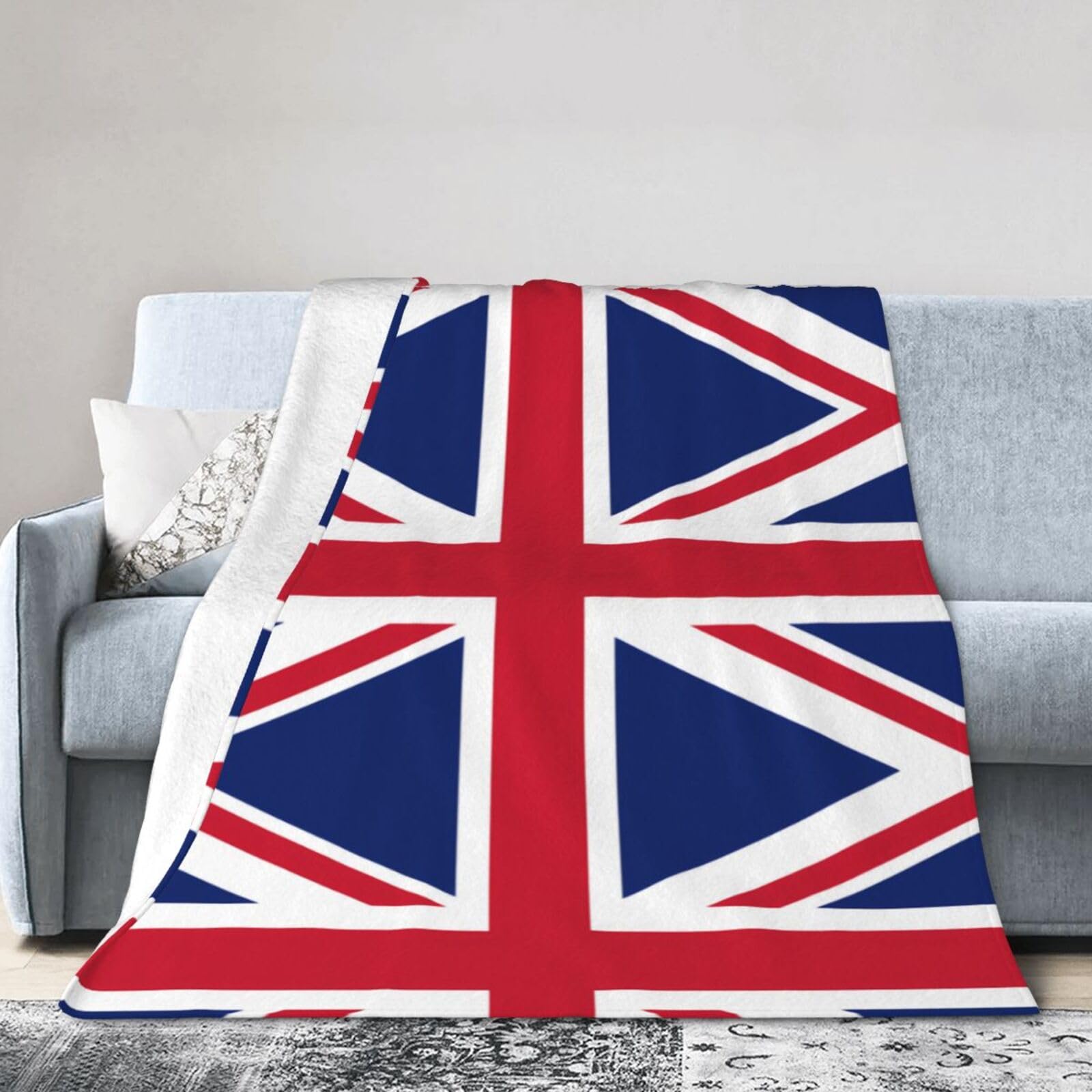 British Flag 50"x40" Fleece Blanket, Full Size, Super Soft, Suitable for Bed, Sofa, Camping, All Seasons