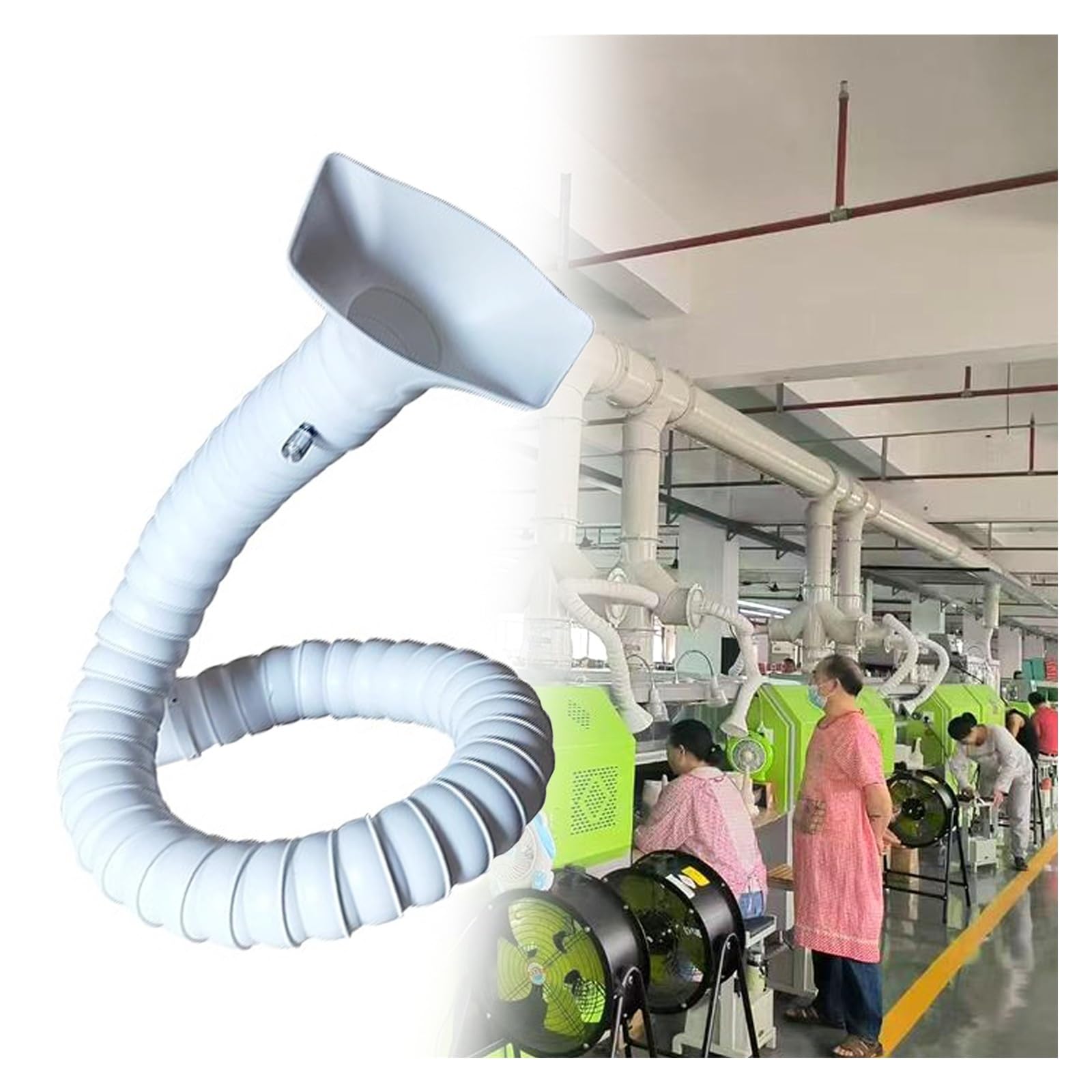 Manguera flexible para extracción de humos con brazo articulado con capucha de silicona para carpintería de fábrica