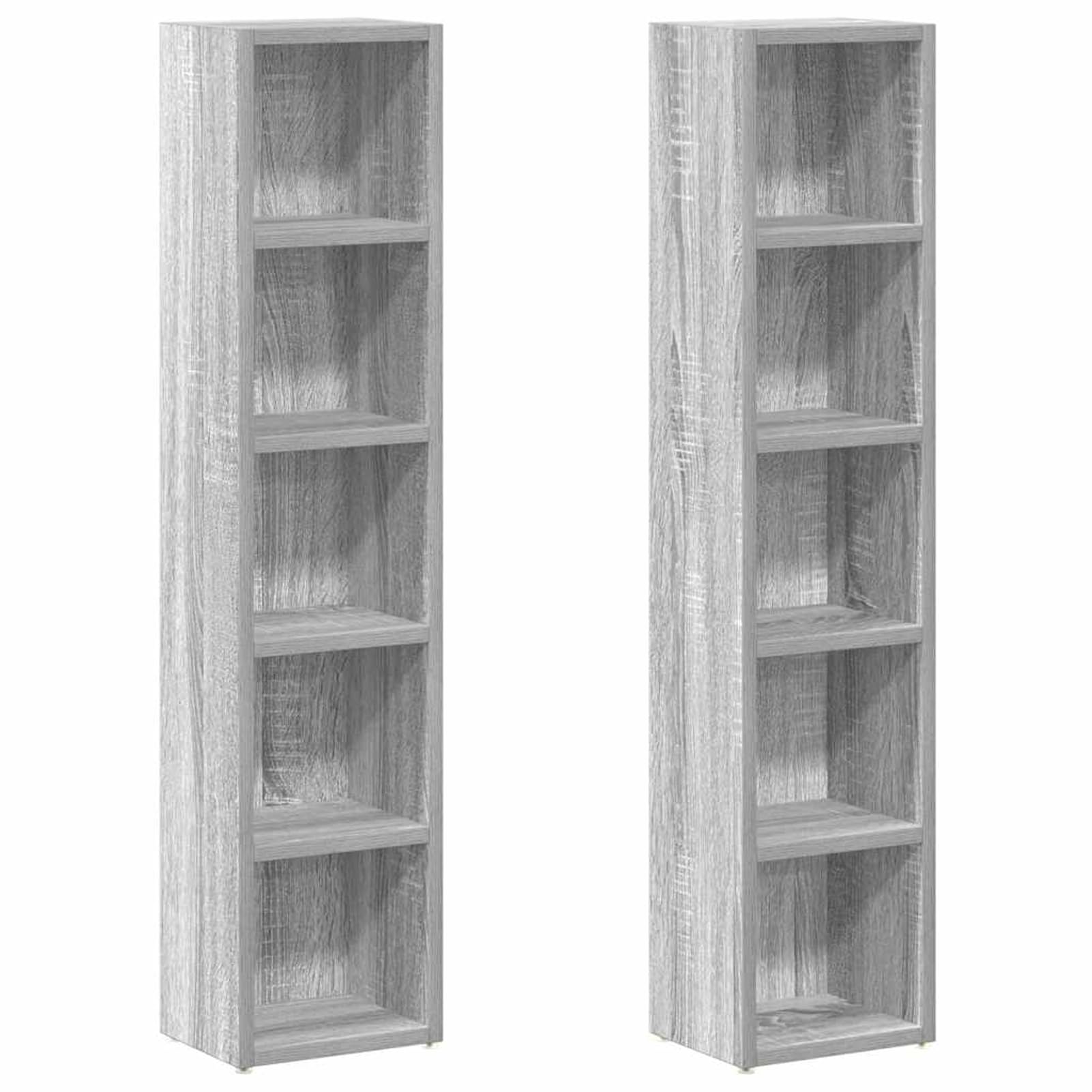Gecheer Mobili Porta CD 2pz Grigio Sonoma 21x16x93,5 Legno Multistrato