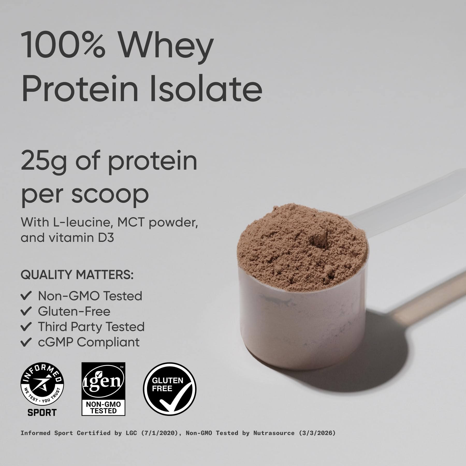 Sports Research® Whey Protein Isolate Powder, Dark Chocolate (2lb Bag) — Amazon image 2