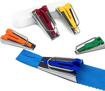 KEARING 5-Size Bias Tape Maker Kit - 1/4" 3/8" 1/2" 3/4" 1" Quilting Tools Set with Metal Guides for DIY Sewing & Fabric Binding | Durable, Non-Slip Design 5-Piece