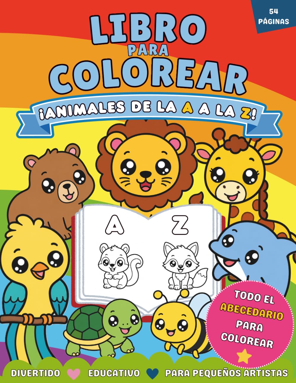 Libro para Colorear de Animales Kawaii: Abecedario Infantil: Cute coloring book para preescolar con animales fáciles de pintar (Tiny Happy Learning)