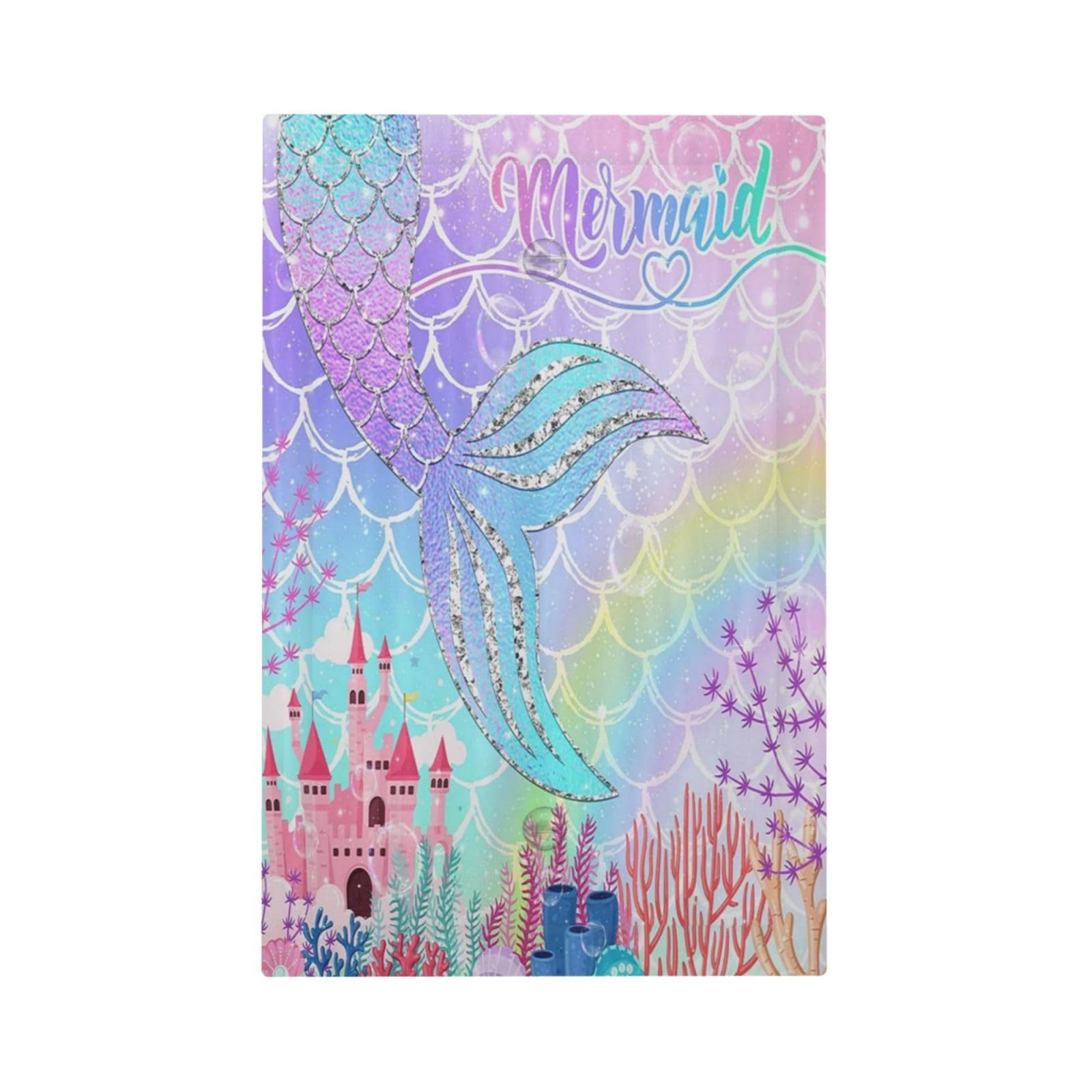 Silvery Glitter Cute Mermaid Tail Fantasy Castle 1 Gang Light Switch Covers No Device Wall Plate Decorative Blank Switchplate Electrical Faceplate for Kidroom Nursery Girlroom Bedroom Decor