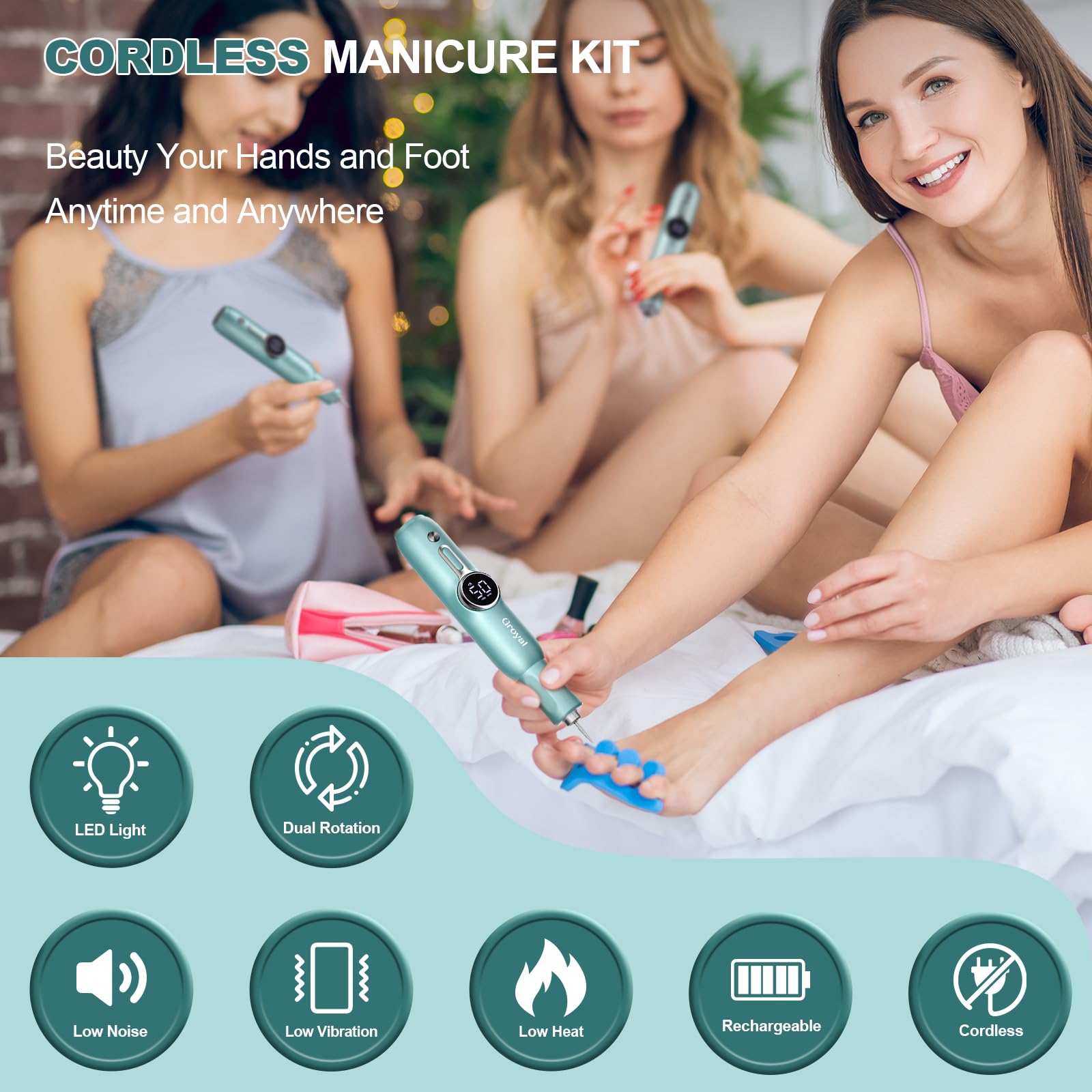 Kit de taladro de uñas, taladro eléctrico inalámbrico para uñas, kit profesional de 20000 rpm, lima de uñas eléctrica para uñas de gel acrílico, kit de uñas de e-file para salón de manicura en el 4