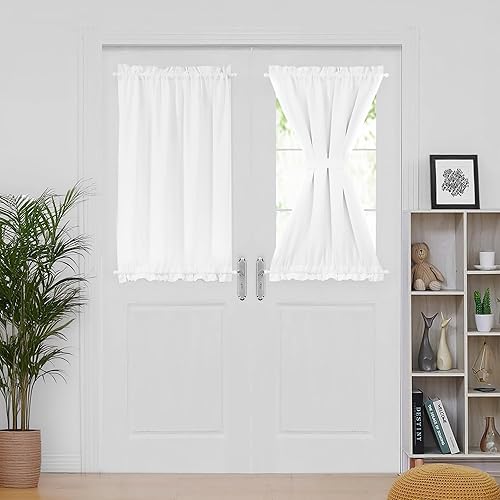 Miniatura 177 de Deconovo Cortina opaca de Navidad para puertas de vidrio y luces laterales, panel de privacidad con aislamiento térmico con doble bolsillo para