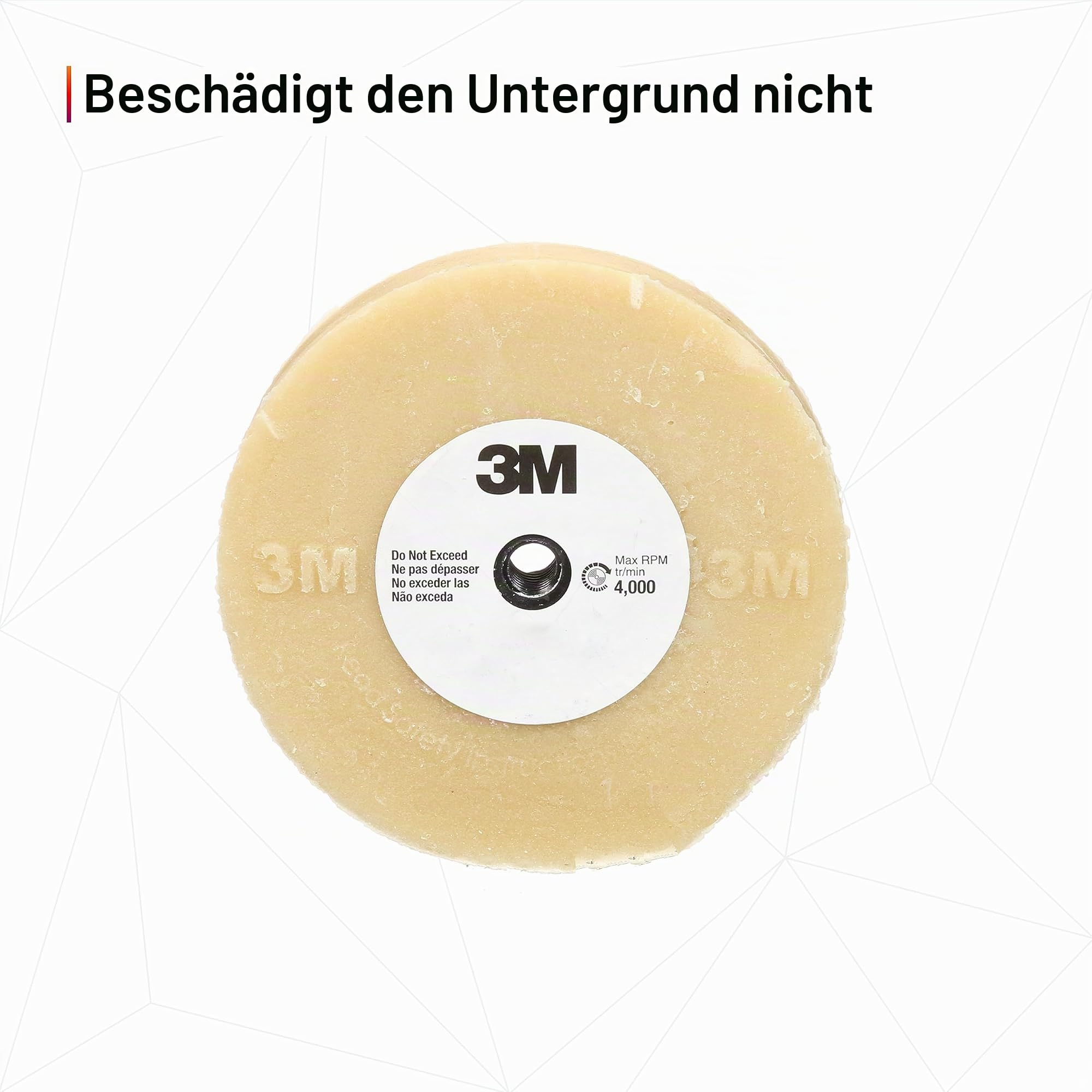 Cubitron 3M Stripe Off Wheel – Klebstoffentferner – Radiergummi – Entfernt Abziehbilder, Streifen, Vinyl, Bänder und Grafiken – 10,2 cm Durchmesser x 5/8 Zoll Dicke – 07499 – 1 Stück