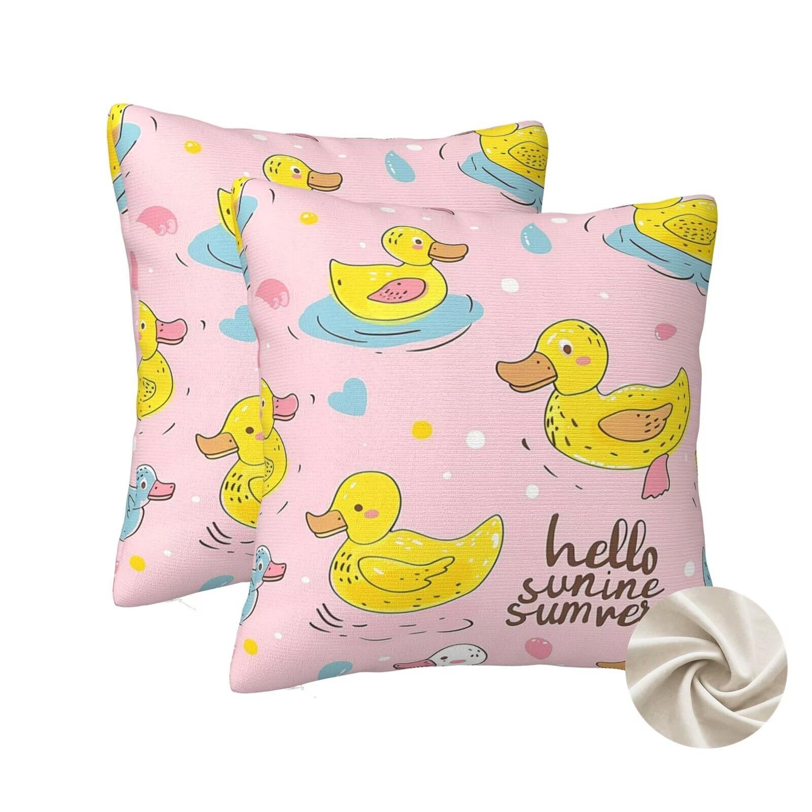 Housses de coussin 60x60 cm lot de 2 motif canard dessin animé pour canapé et lit
