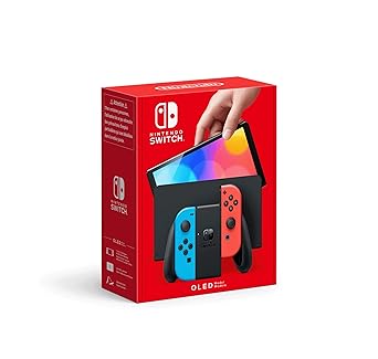 Nintendo Switch OLED (1 Year Warranty Included) Online Gaming (Neon Red/Neon Blue) – 7" OLED Screen, Enhanced Audio, 64GB Storage, Handheld & TV Docking