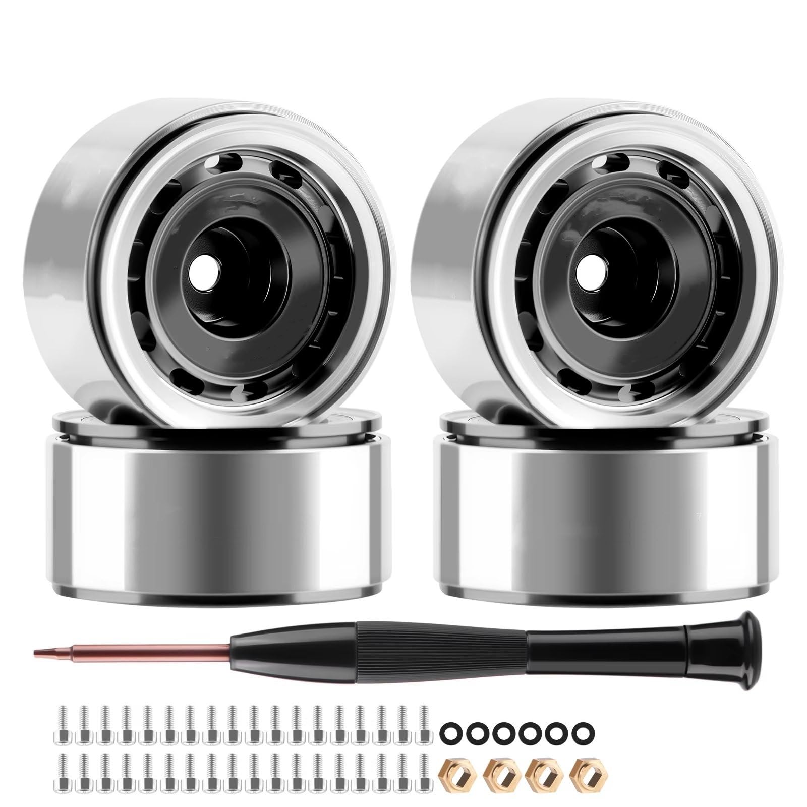 0.7 Beadlock Allume Per Axial Per Bronco Per Wrangler 1/30 Parts Ricambi RC | Parti aggiornamento RC cerchi alluminio leggero rullo liscio dado bloccaggio facile installazione