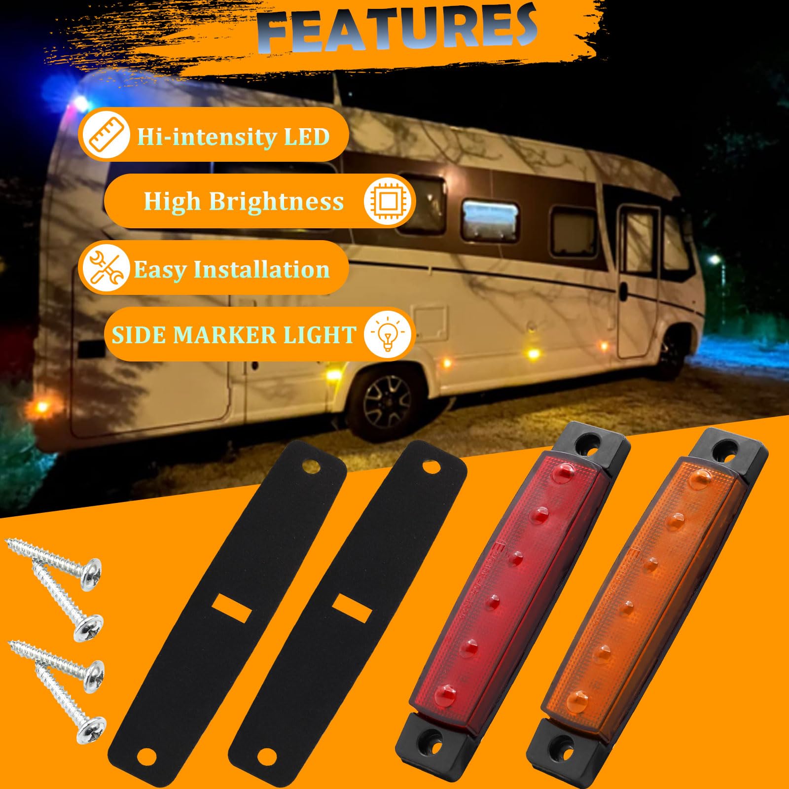 Biqing 2 Luci Laterali A LED 6-Inch | Bianche, 12V/24V, Indicatori Di Posizione Per Camper, Camion, Barca - 3