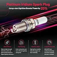 Vista 5 de BDFHYK Paquete de bobina de encendido y bujías de iridio compatibles con Audi Volkswagen 2.0L L4 4.2L V8 para UF575 PFR7S8EG, juegos de 4