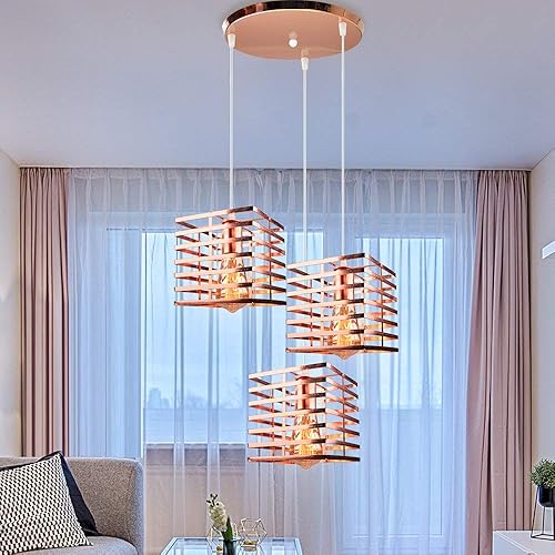 Miniatura 5 de Vintage Industrial Style Adjustable Hanging Light Fixture for Café, Loft, Conference Room, Hotel - Elegant Metal Cage Design(D2)