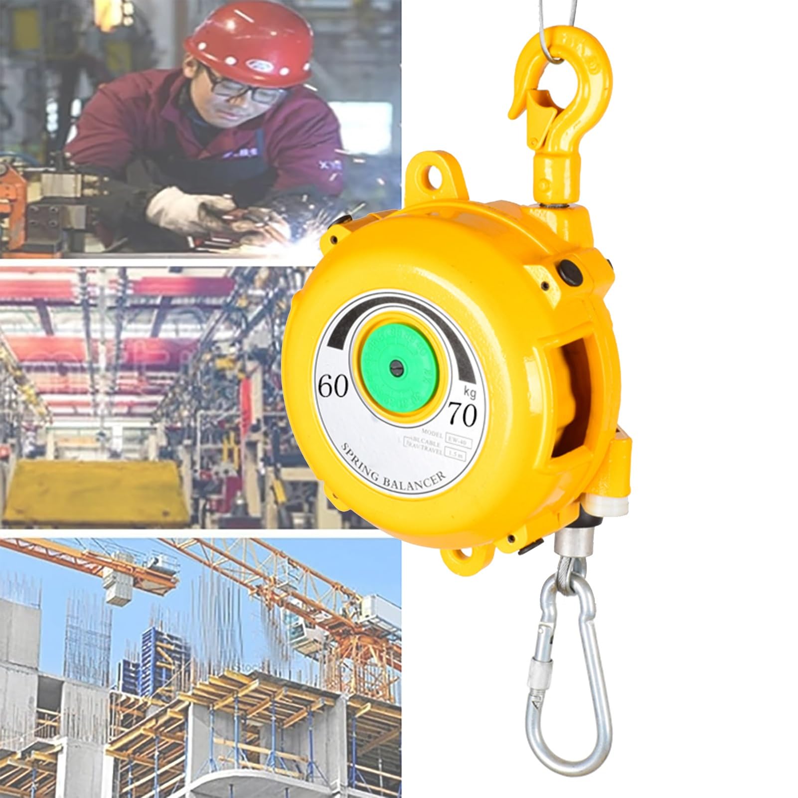 Retractable Spring Balancer, Spring Balancer Retractable Tool Holder 1.5m 1-70kg for Assembly Line Hanging(60-70kg)