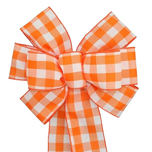Orange Buffalo Plaid Wreath Bow - Halloween Bows Package Perfect Bows Made in USA