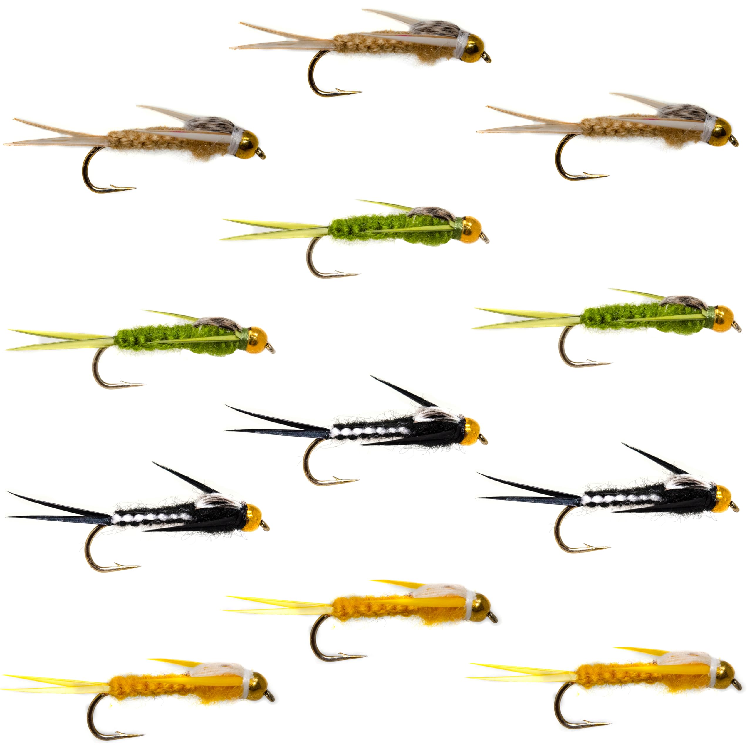 Outdoor Planet 12 / 24 Pack All-Time Favorites Dry Fly and Nymph Lure Assortment for Trout Fly Fishing