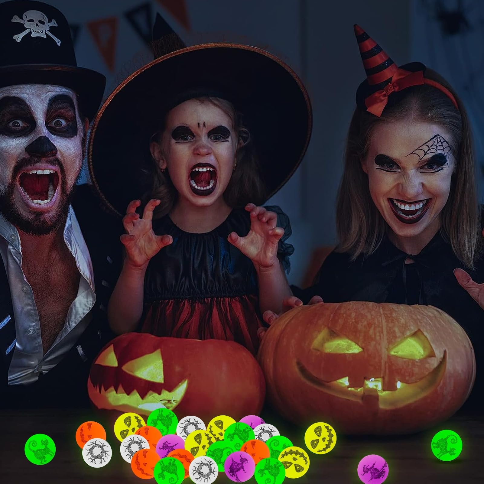 48 Balles Rebondissantes Lumineuses Halloween - Brillent Dans Le Noir - Pour Fêtes Et Jeux Enfants