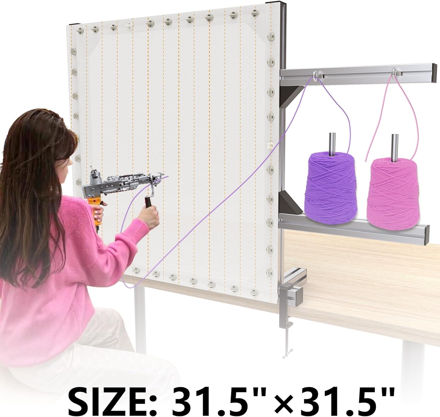 80” X 120” Primary Tufting Cloth – Monk’s Cloth For Rug Making, Marked Grid, High Density For Tufting Guns