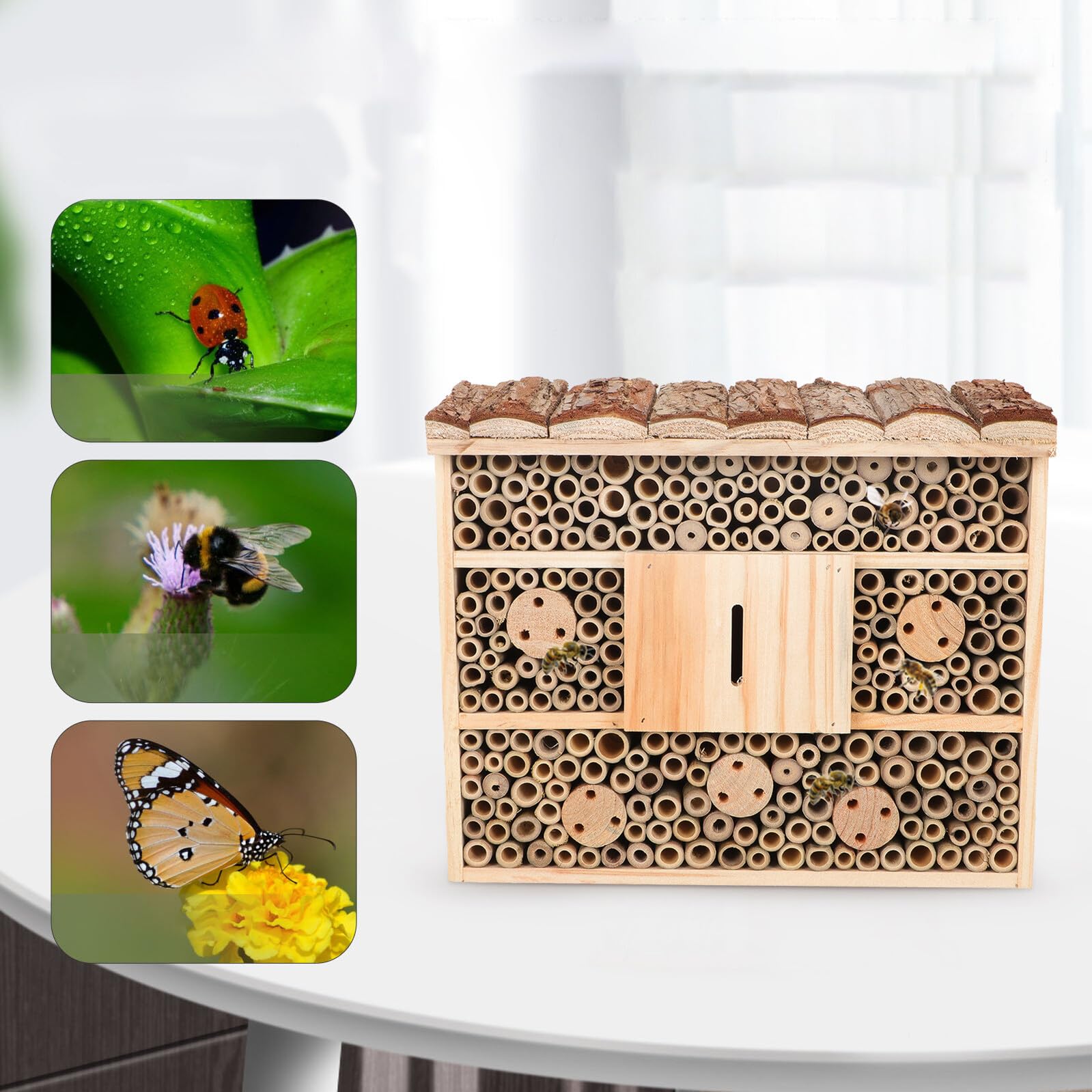Casetta in Legno per Insetti da Giardino Habitat Esterno Durevole e Decorativo Casa Naturale per Api e Dorifore Accessorio Ecologico per Terrazza e Cortile