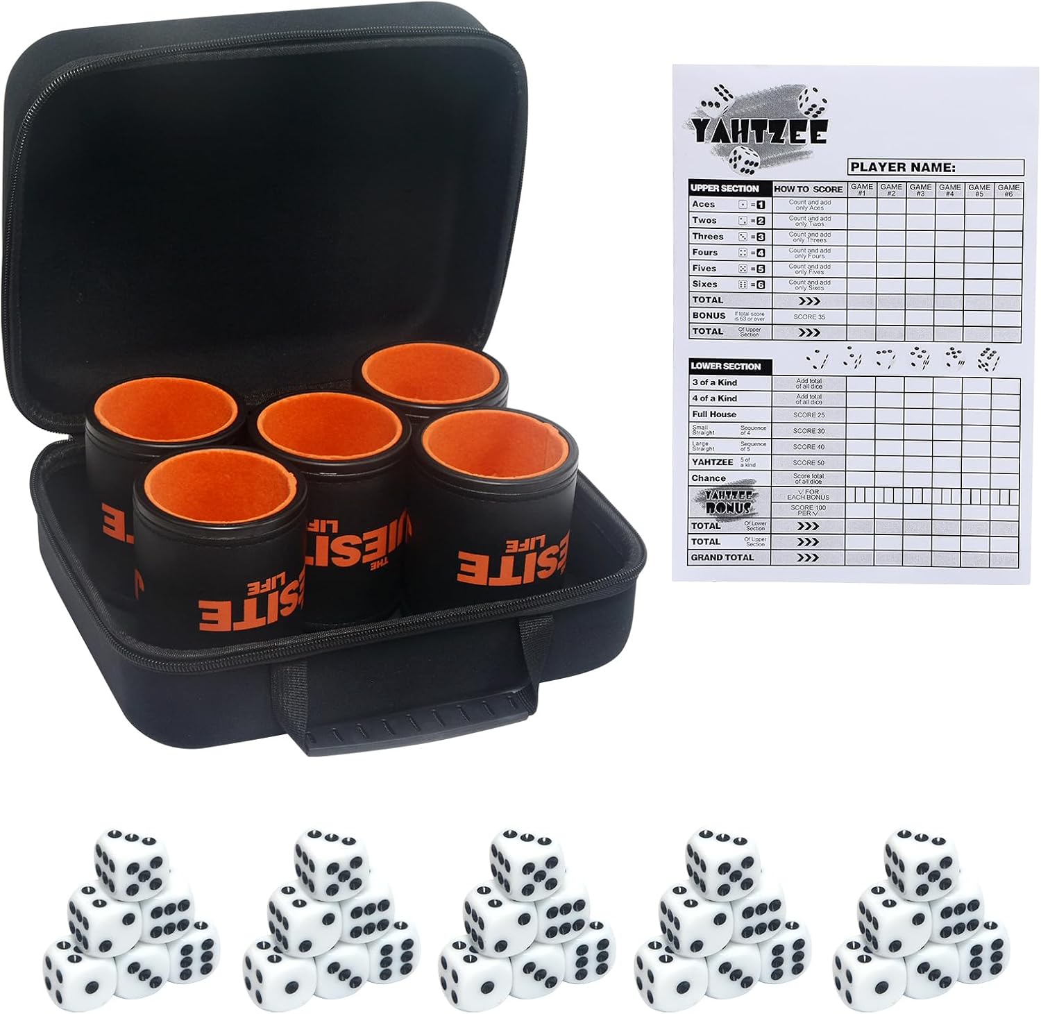 JIESITE Leather Dice Cup Set Lined Quiet Dice Shaker Cup
