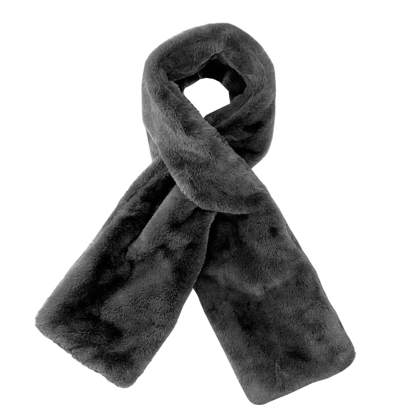 fabloft Plush Scarf With Hidden Zipper Pocket Soft For Valuables Cell Phone Black-picture-20