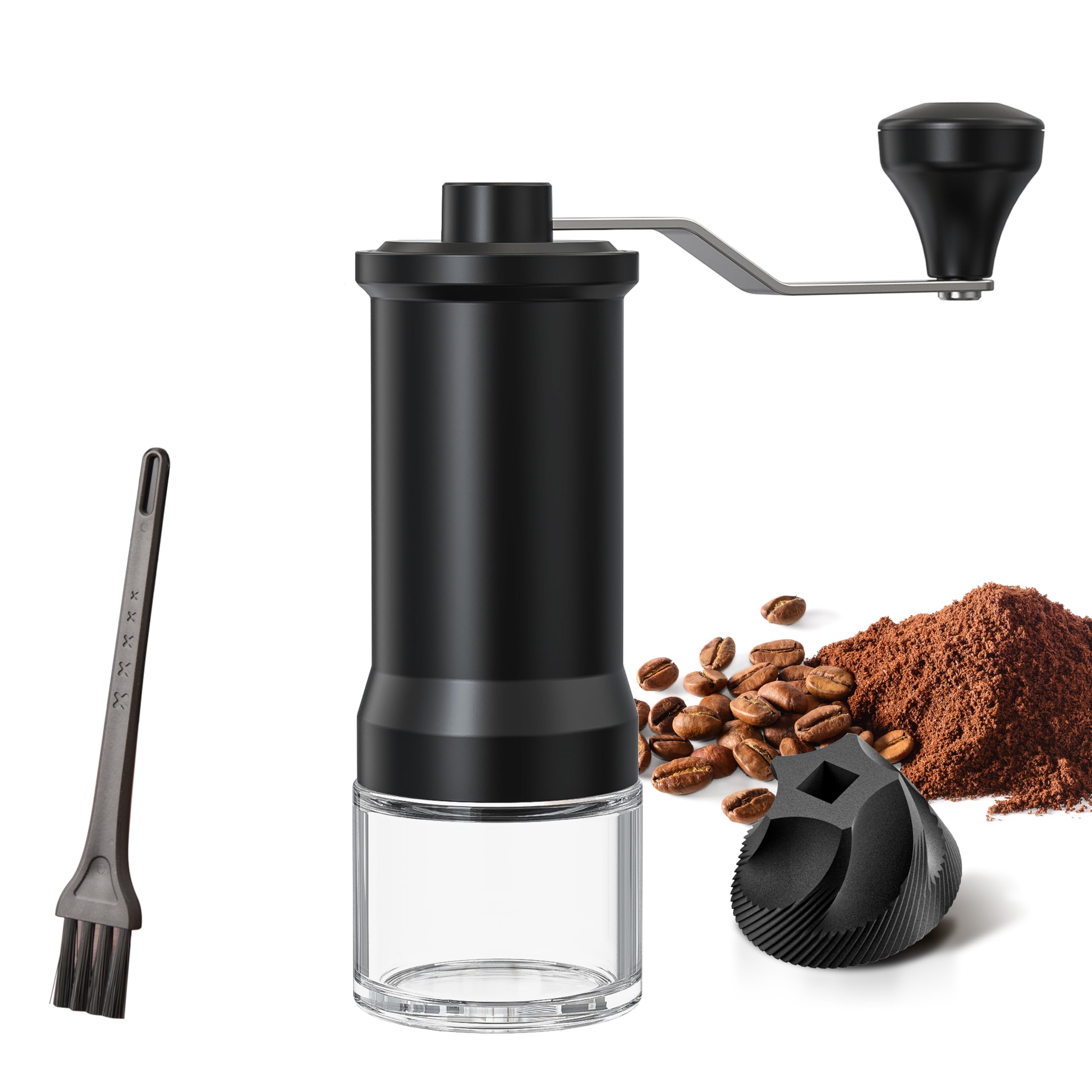 KharWette Portable Coffee Grinder Conical Burr for Espresso French Press Pour Over Double Bearing Internal Adjustment Capacity 25g (Ceramic Burr)