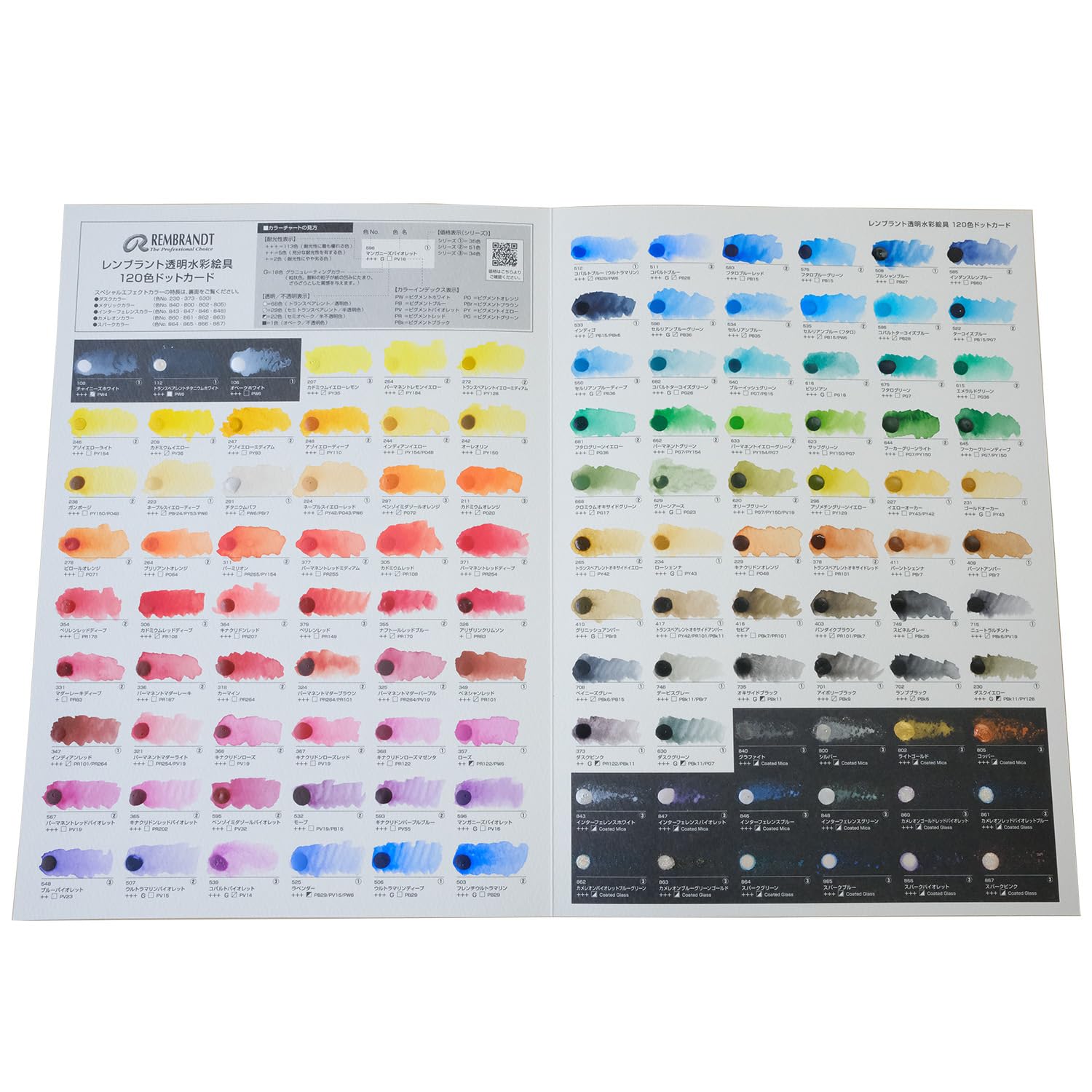 Amazon | ターレンス 水彩絵具 レンブラント 120色ドットカード RWC