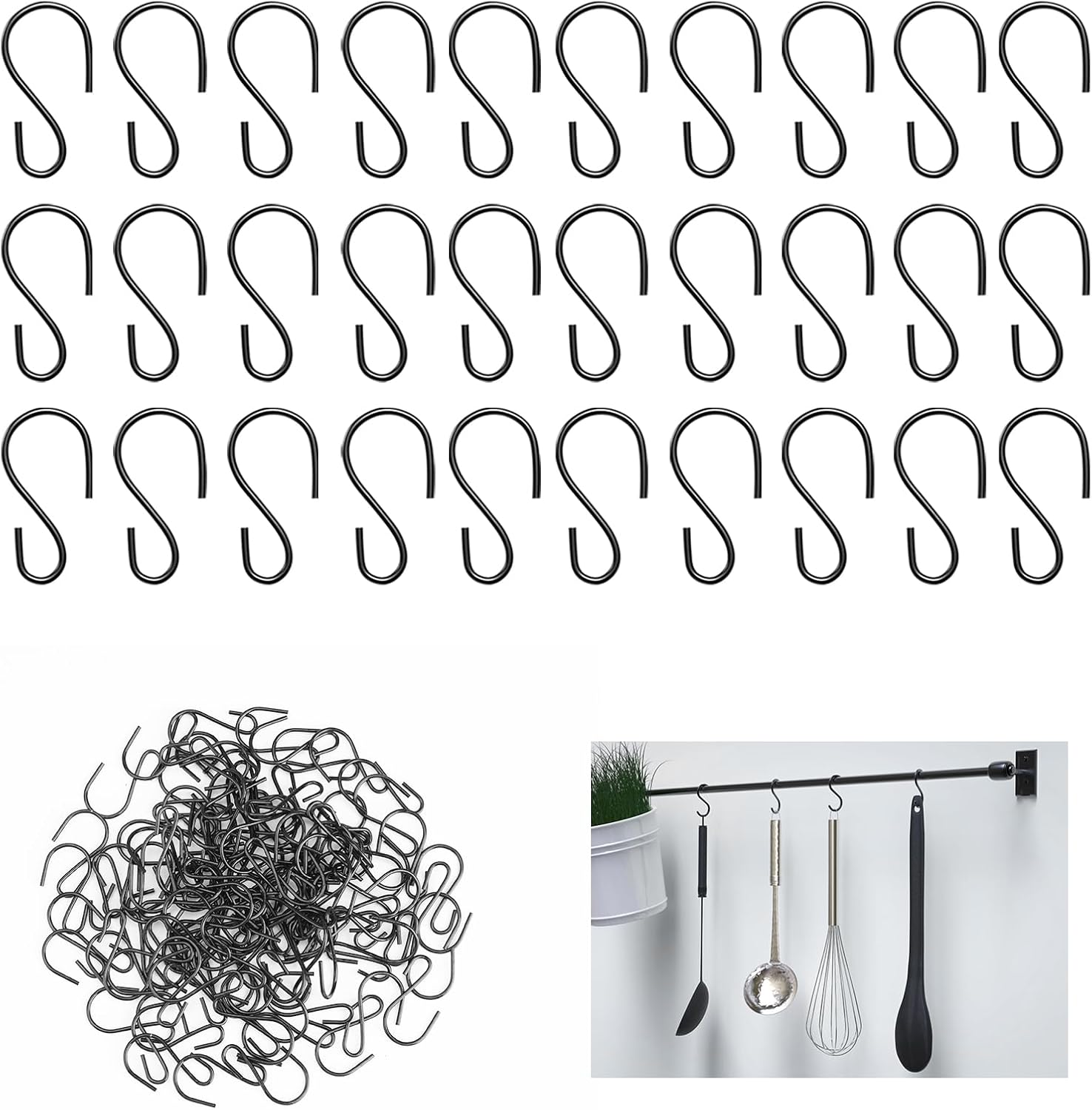 Aimfact 120 Pcs 1 Inch Mini S Hooks for Hanging, Premium Stainless