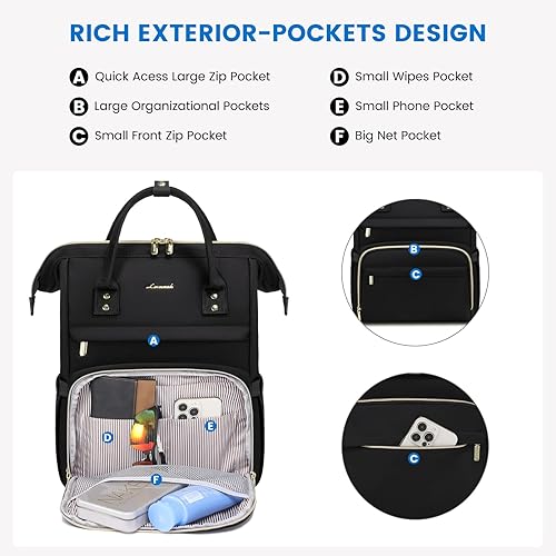 Miniatura 3 de LOVEVOOK Mochila para mujer, mochila para computadora portátil de 15.6 pulgadas para mujeres, mochila para profesores, bolsa de enfermera, mochila