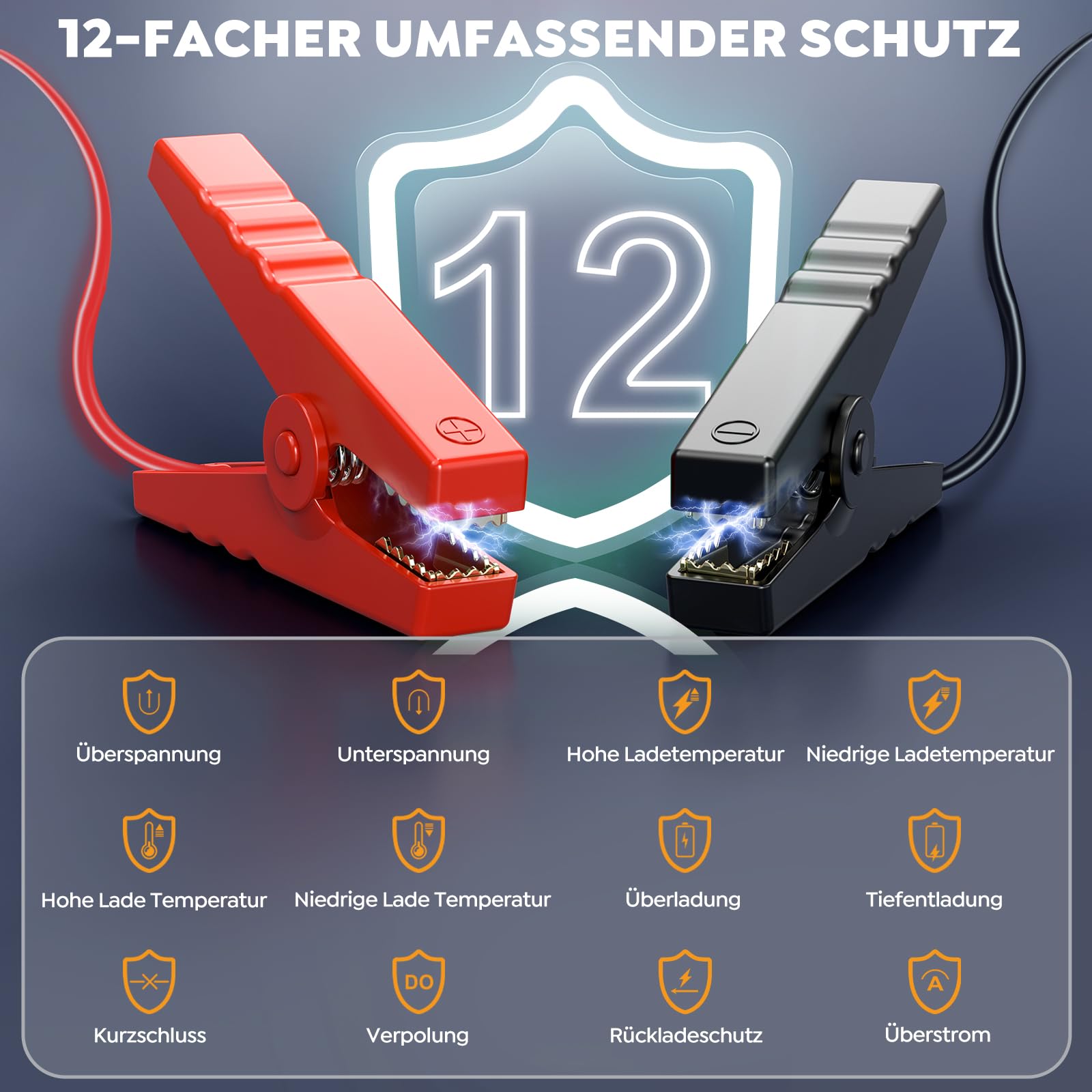 8000A Starthilfe Powerbank mit Kompressor 150PSI, 25000mAh Auto Starthilfe Powerbank für Pkw (Bis Zu All Benzin Oder 10,0L Diesel), Jump Starter Auto mit LED Taschenlampe, Silber