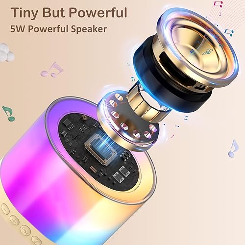 Miniatura 2 de JYX Mini máquina de karaoke para niños de 4 a 12 años, altavoz Bluetooth portátil con 2 micrófonos y luces RGB, compatible con entrada TFAUXvoz