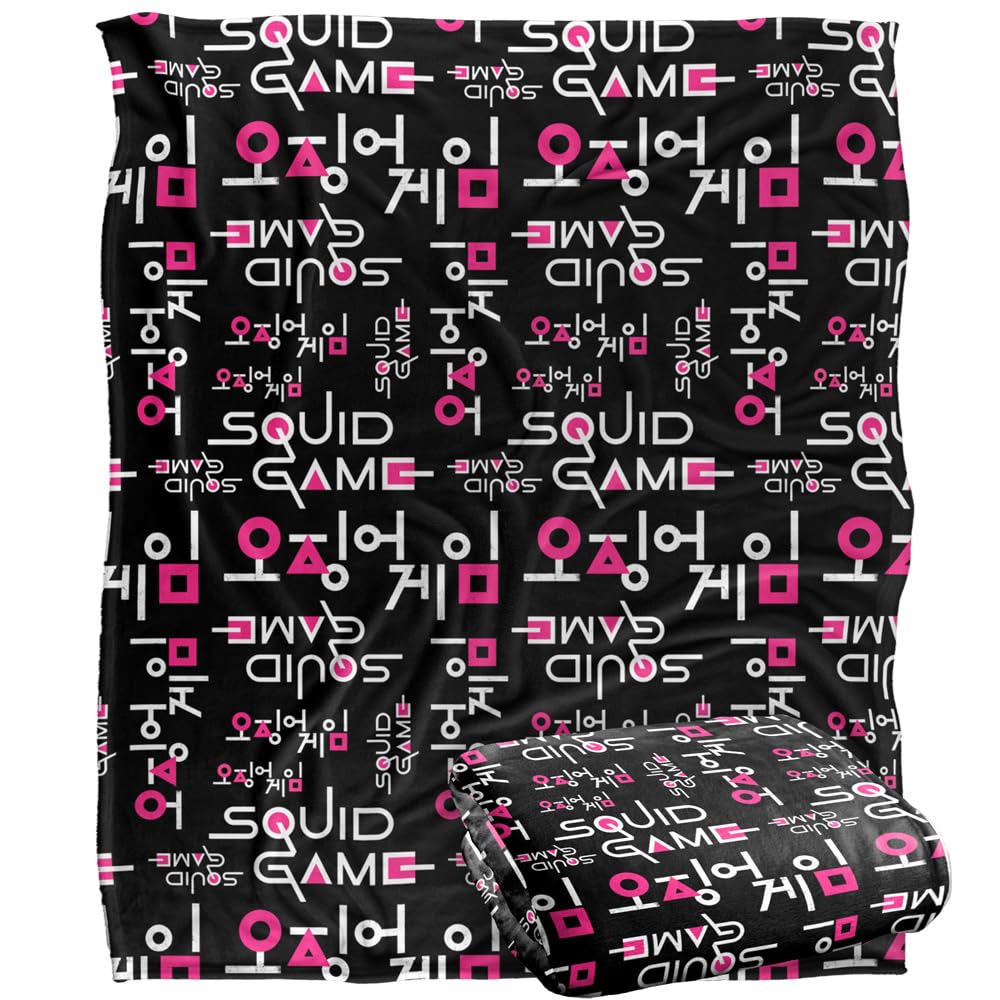 Coperta super morbida al tatto con logo Squid Game, 152 x 127 cm