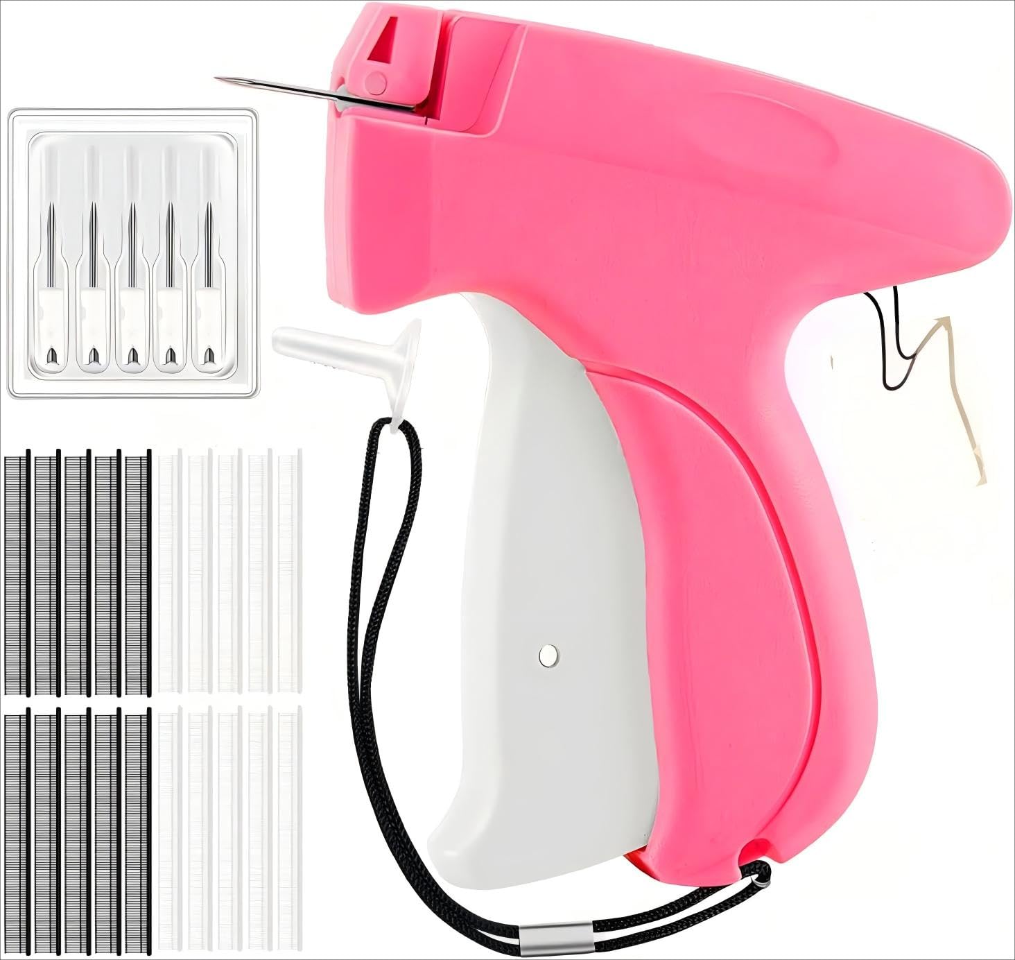 Lynrow Pink Stitch Gun For Clothes, Quick Clothing Fixer Gun For Tagging And Sewing, 4000 Fasteners, 6 Needles