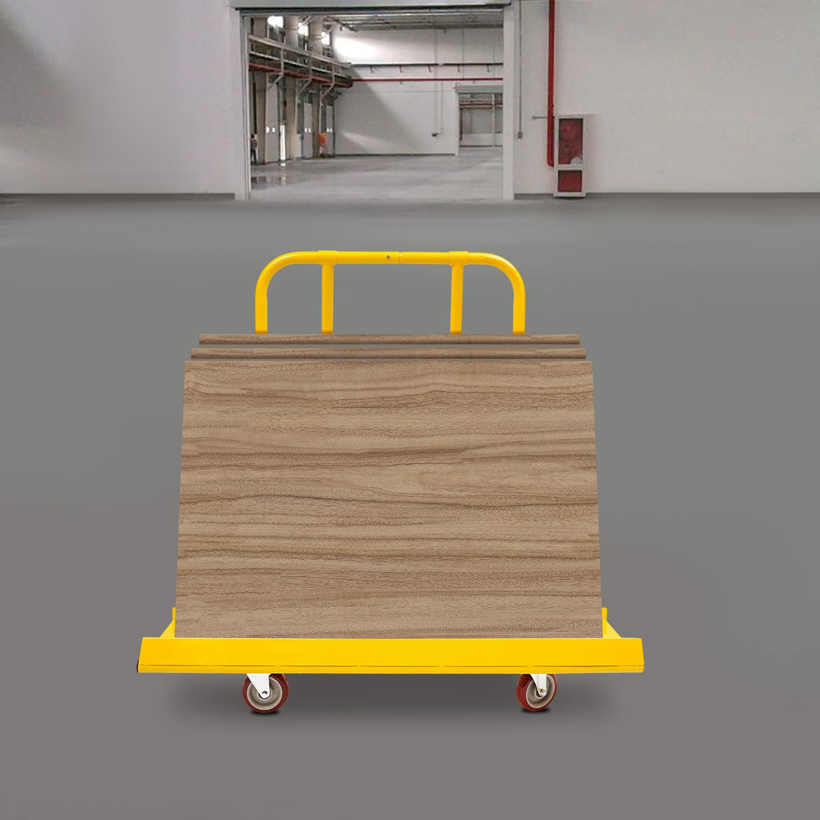 Plattenkarren bis 800Kg mit 4 Rädern (Gelb) | Plattenwagen Schwerlast aus Metall mit Praktische Seitenblenden, für Holzbrettern Türen Fenstern Matratzen
