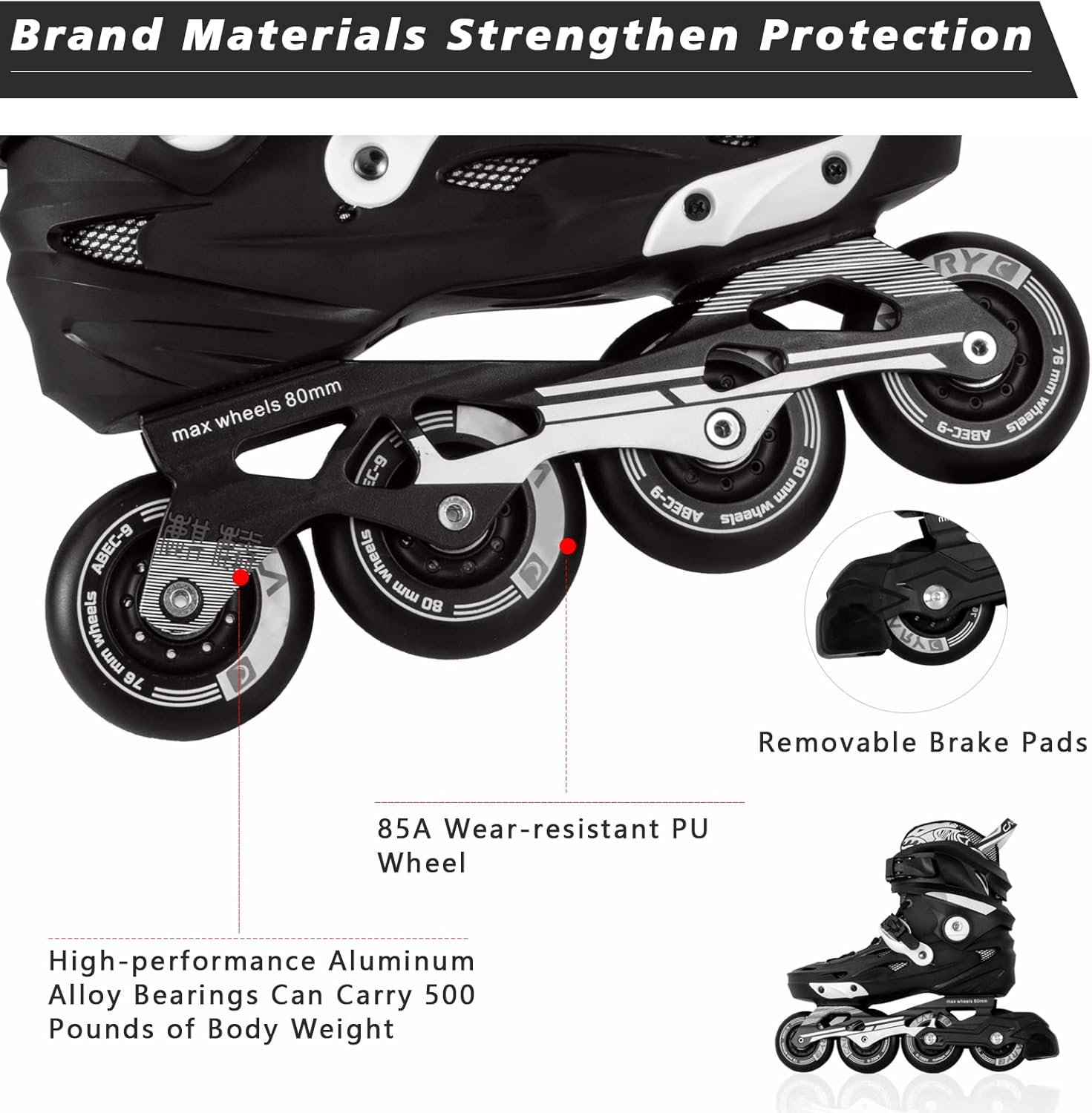 Inline Skates,High Performance Men Fitness Inline Skates Outdoor,Speed Racing Roller Skates for Adult,Women,Beginners,Black-White : Sports & Outdoors