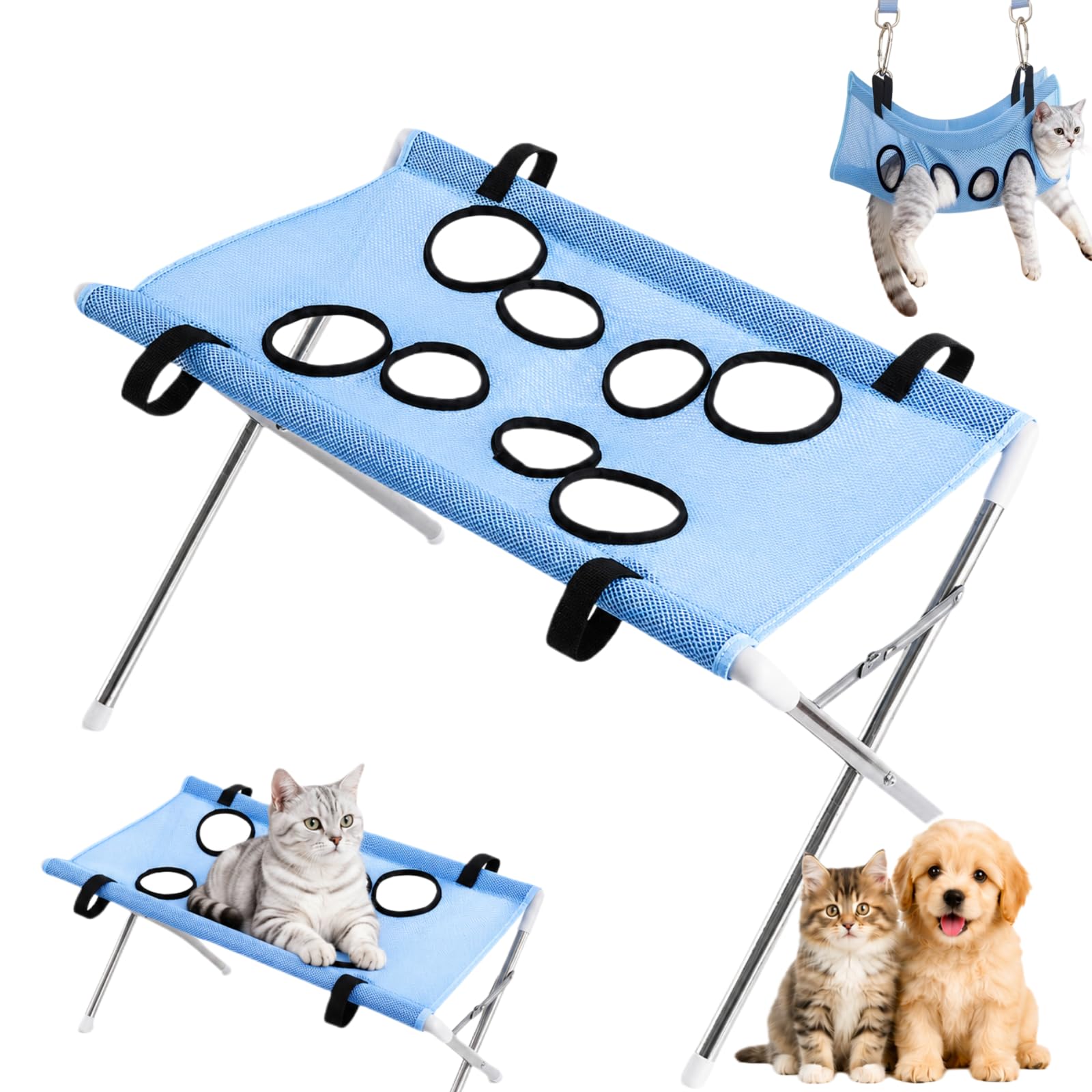 Dog Grooming Hammock Stand, Foldable Dog Bath Holder Sling Shower Chair