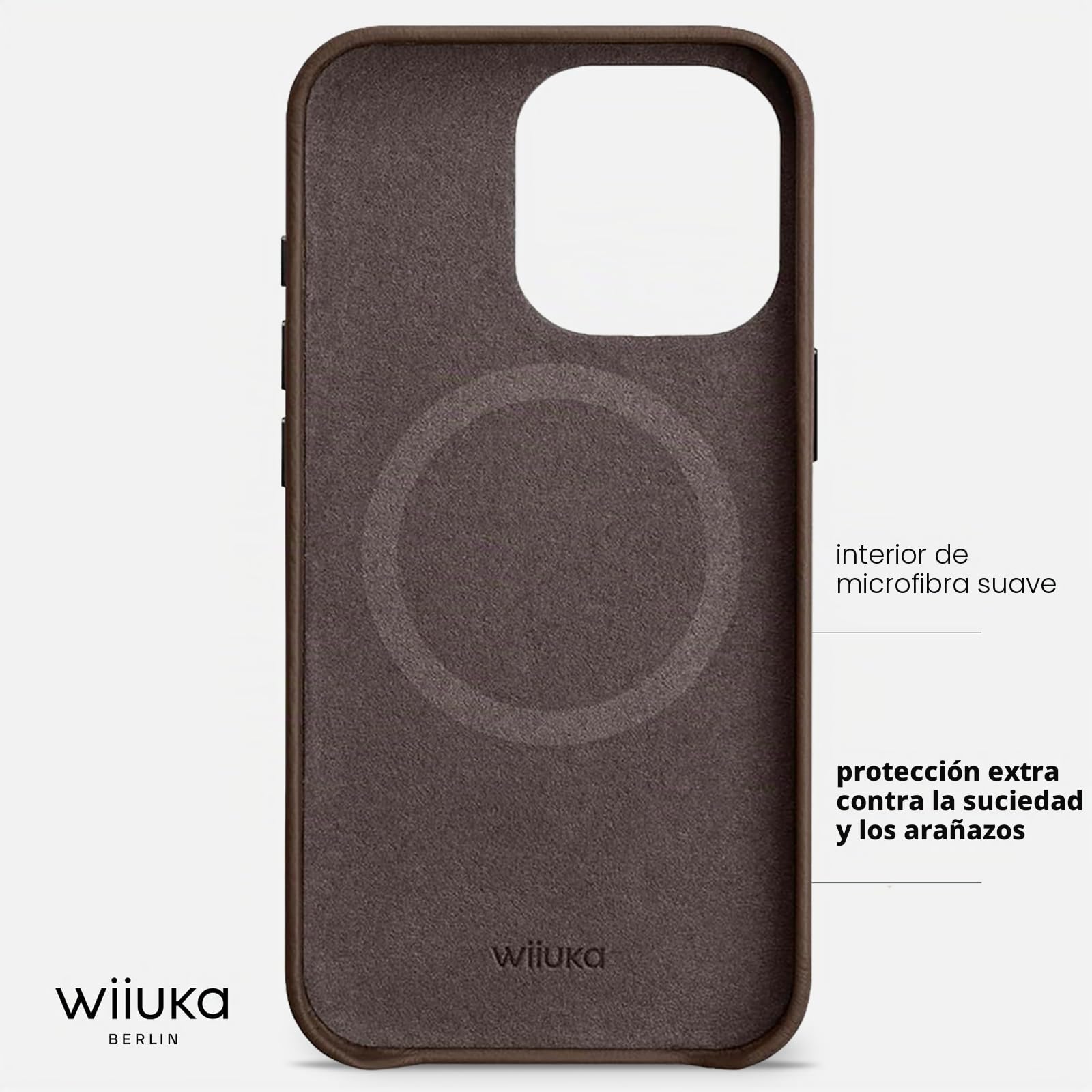 WIIUKA Funda para iPhone 15 Pro, Piel de Alemania Extrafina, Premium para Teléfono Móvil, Qi, Marrón Vintage